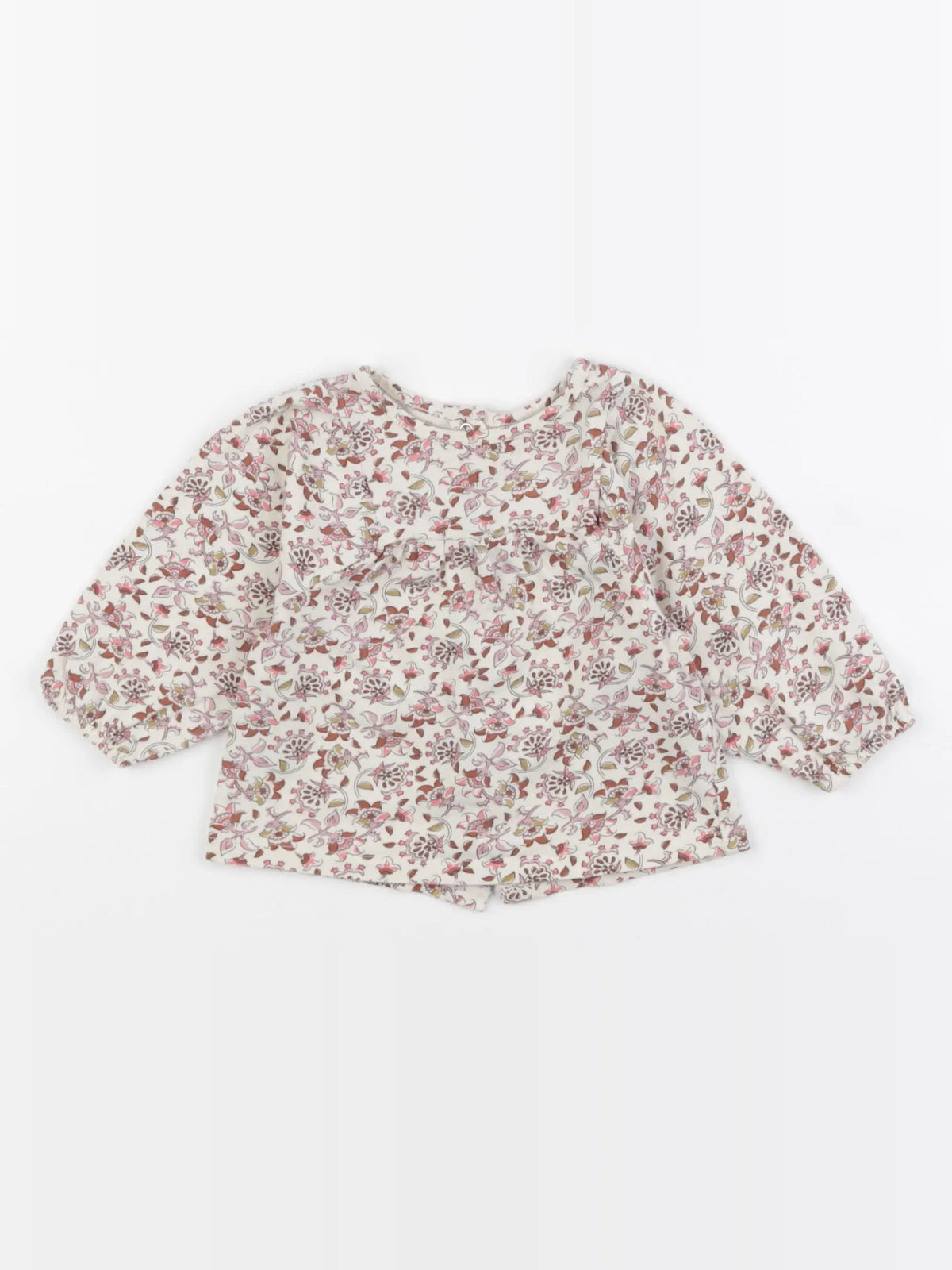 Vertbaudet - tee-shirt beige, marron, rose - 6 mois