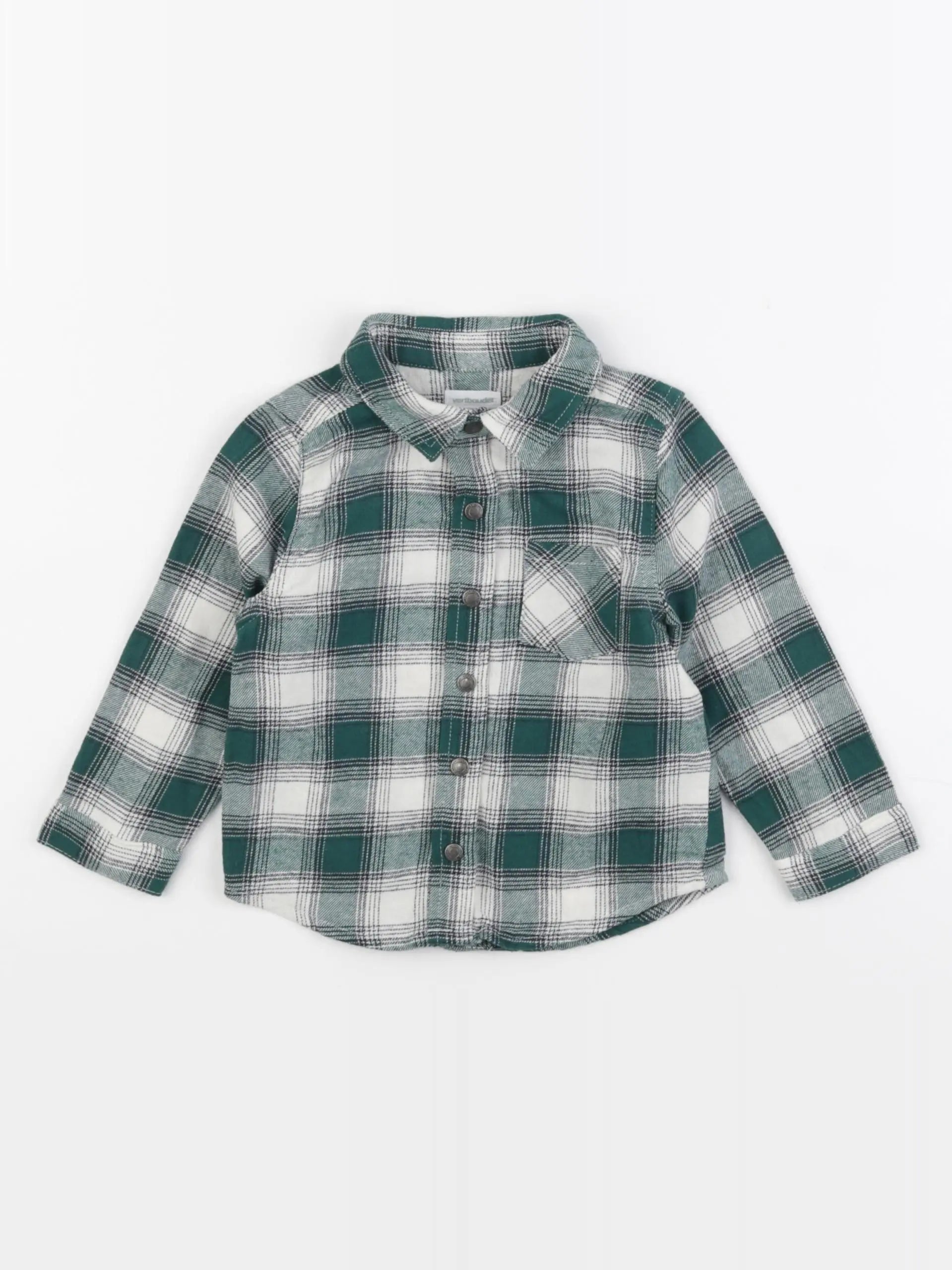 Vertbaudet - chemise vert, blanc - 18 mois