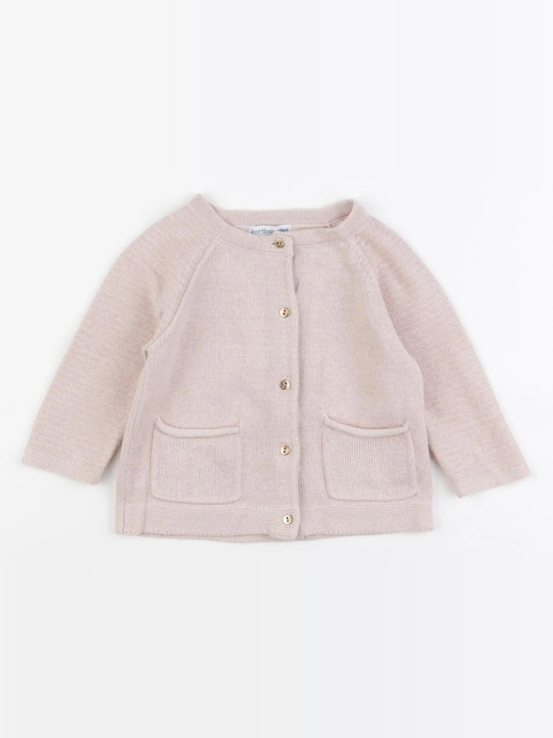Vertbaudet - gilet rose, or - 12 mois