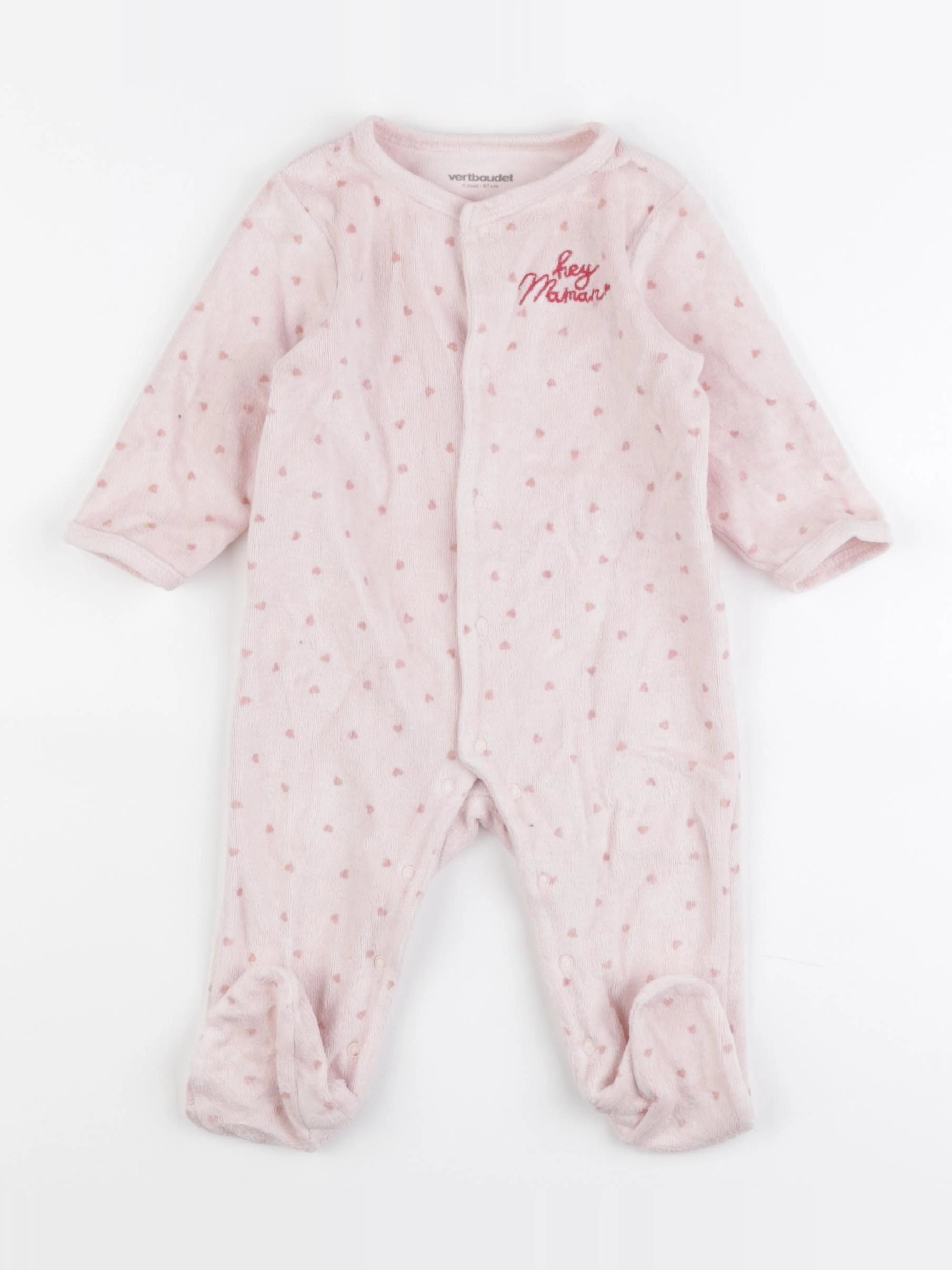 Vertbaudet - pyjama velours rose - 6 mois