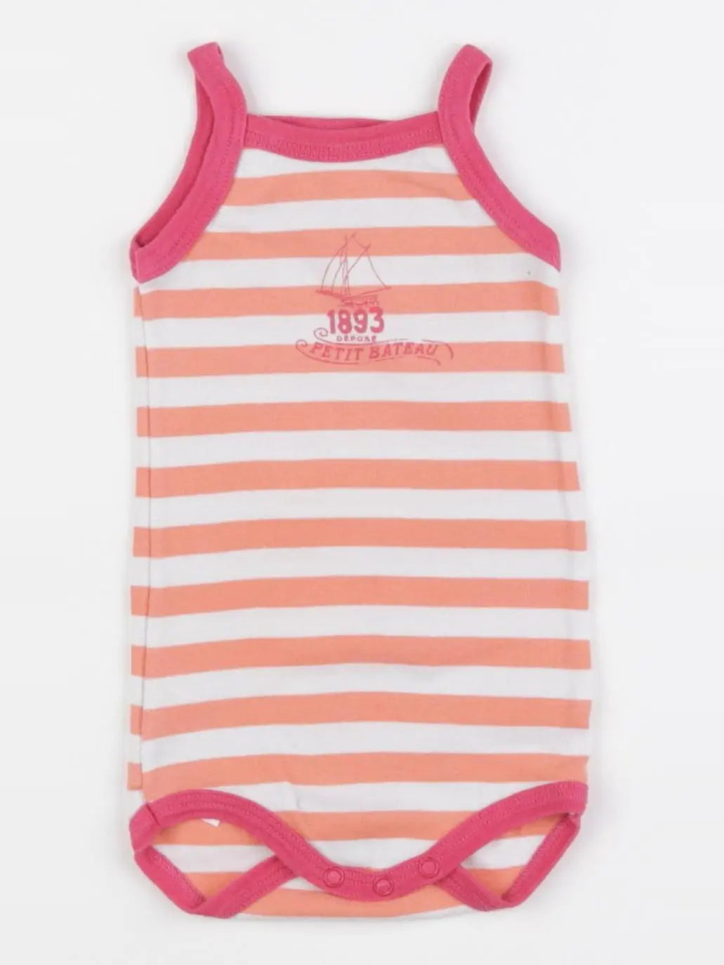 Petit Bateau - body blanc, rose - 3 mois