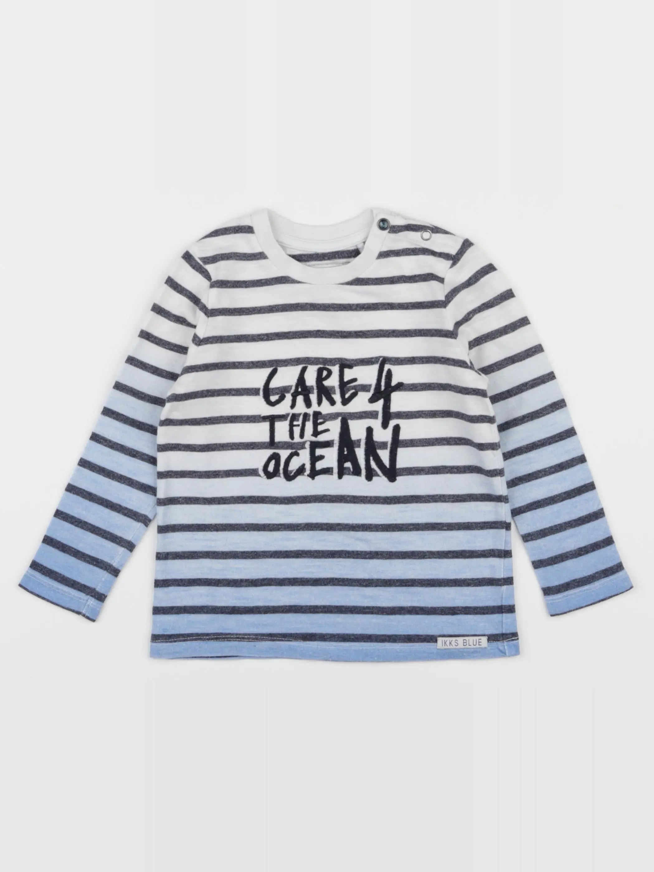 IKKS - tee-shirt bleu, blanc - 18 mois