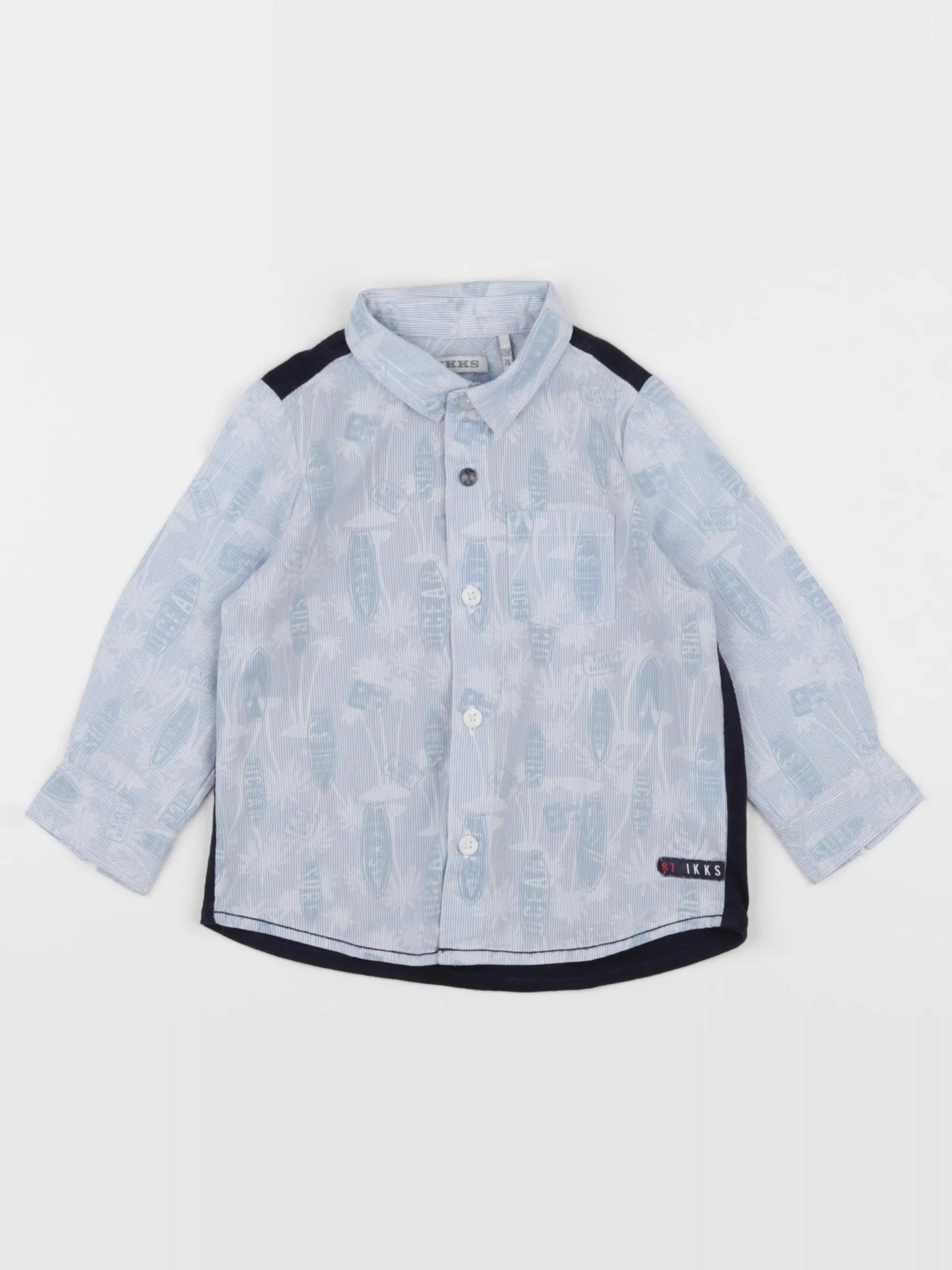 IKKS - chemise bleu, blanc - 12 mois