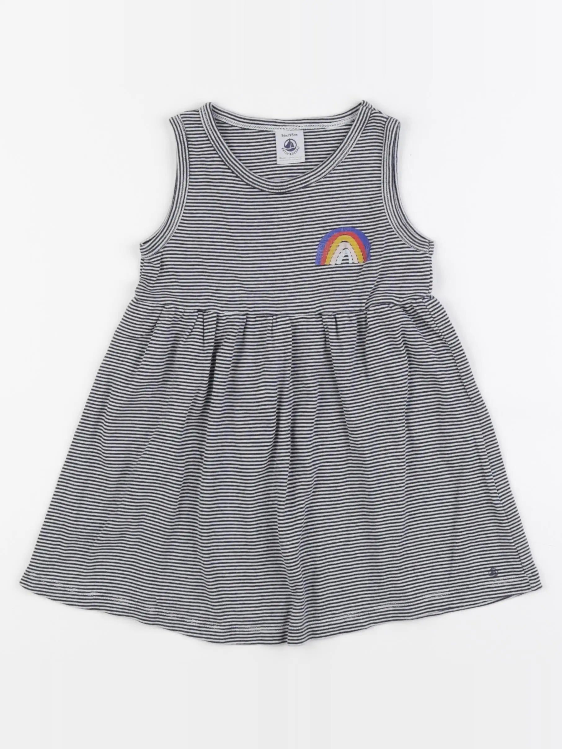 Petit Bateau - robe blanc, bleu - 36 mois