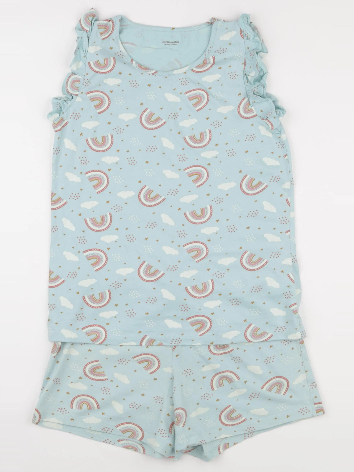 Vertbaudet - pyjama coton vert, rose - 14 ans