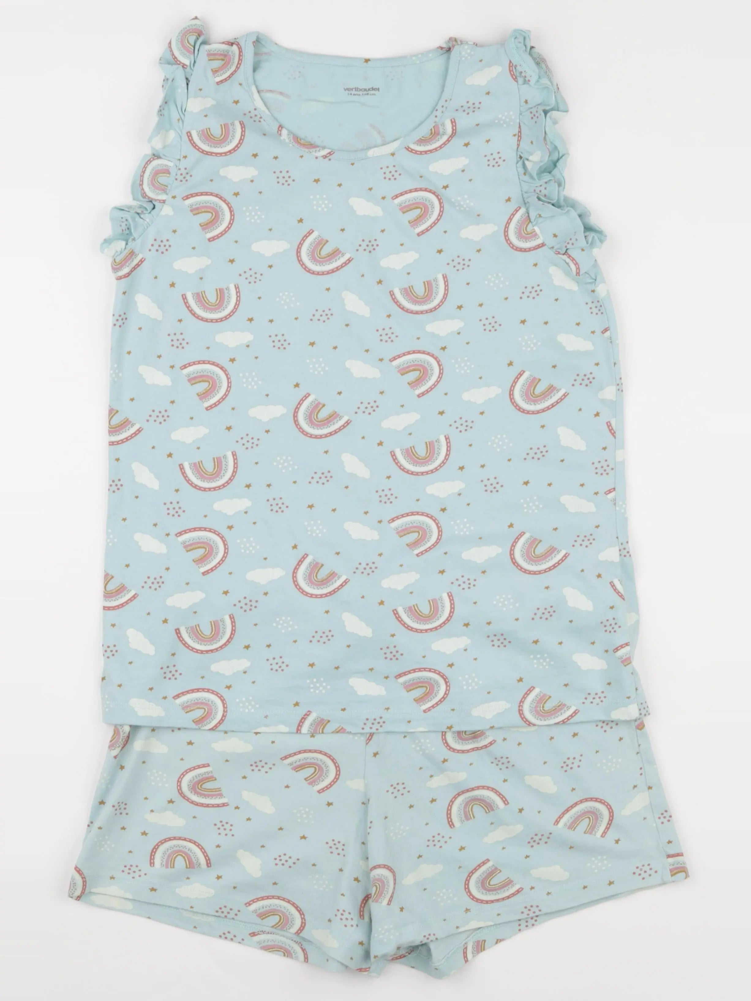 Vertbaudet - pyjama coton vert, rose - 14 ans