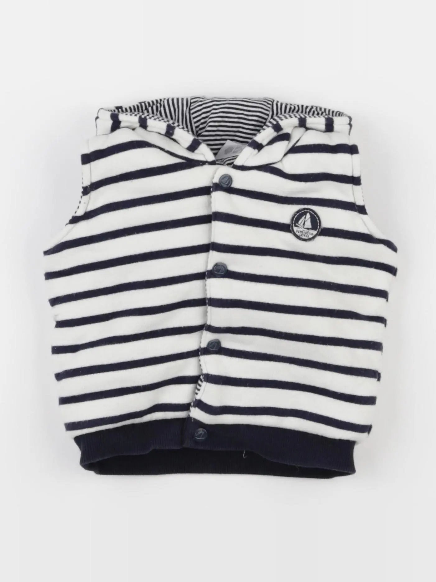 Petit Bateau - gilet blanc, bleu - 6 mois