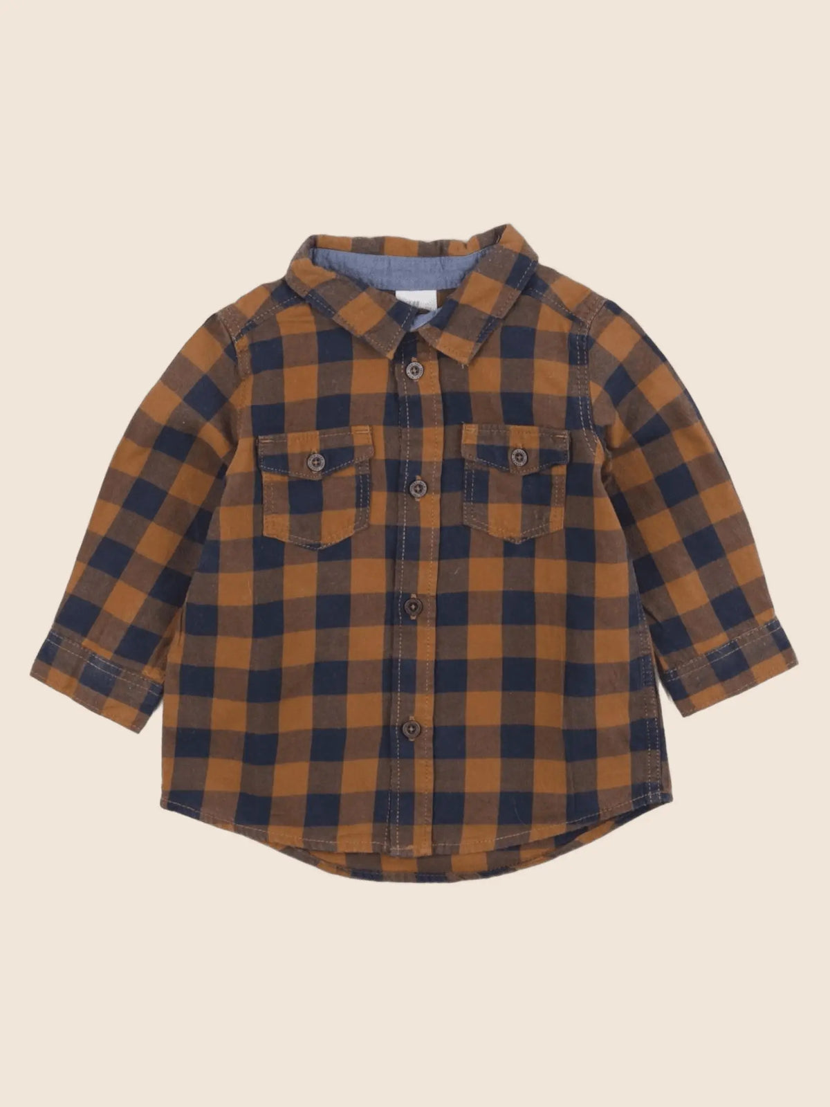 H&M - chemise bleu, marron - 6 mois