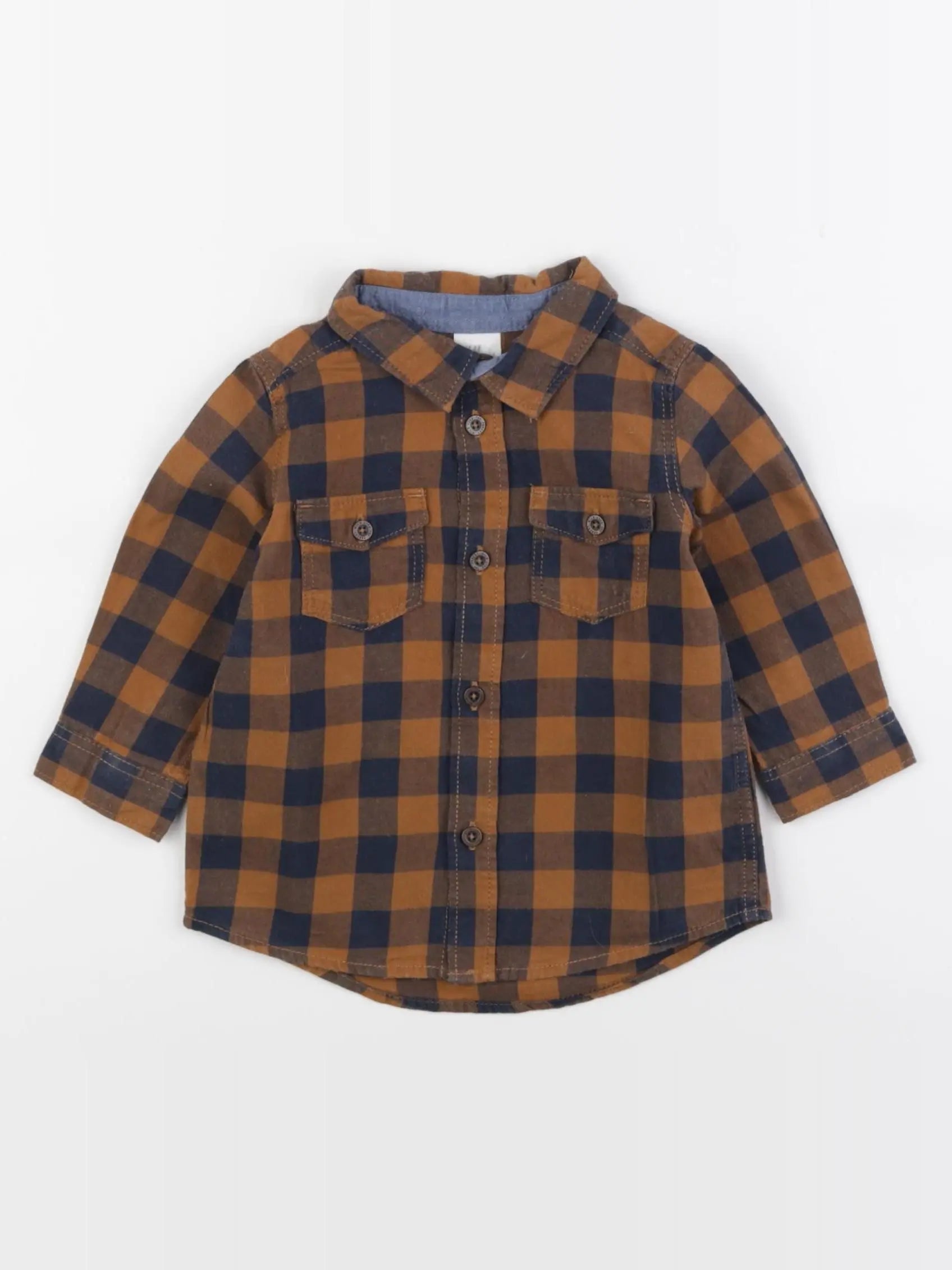 H&M - chemise bleu, marron - 6 mois