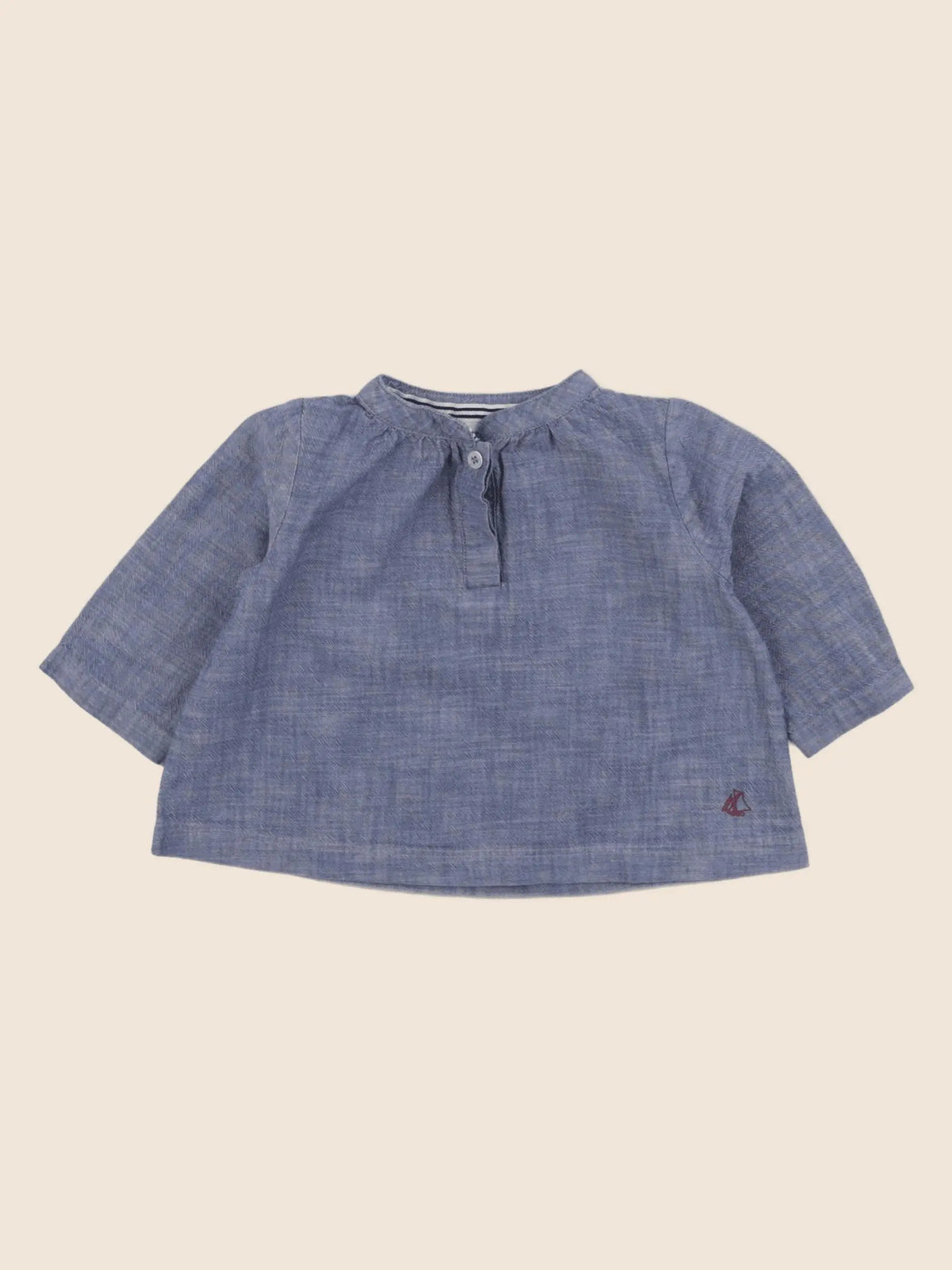 Petit Bateau - blouse bleu - 6 mois