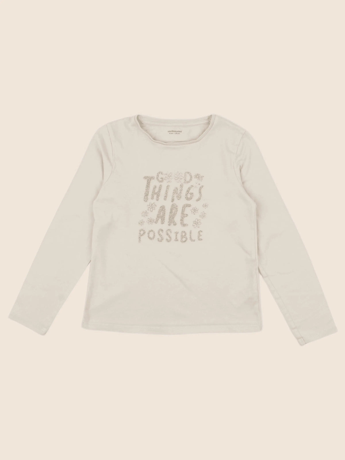 Vertbaudet - tee-shirt beige - 8 ans
