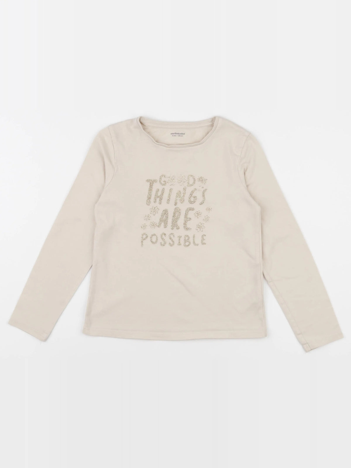 Vertbaudet - tee-shirt beige - 8 ans