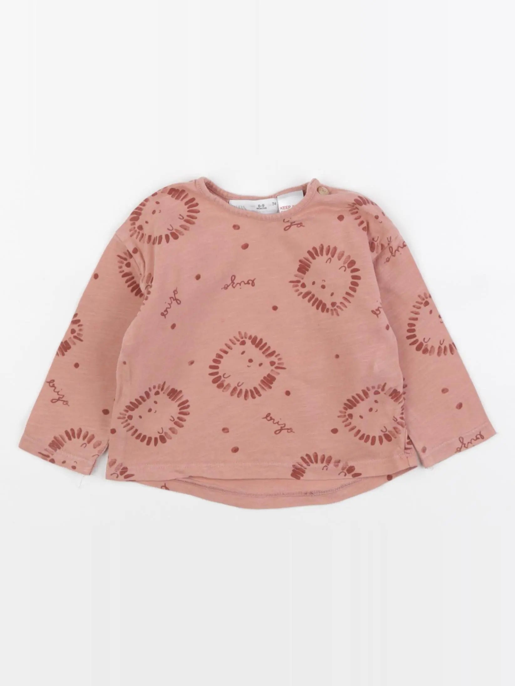 Zara - tee-shirt rose - 6/9 mois