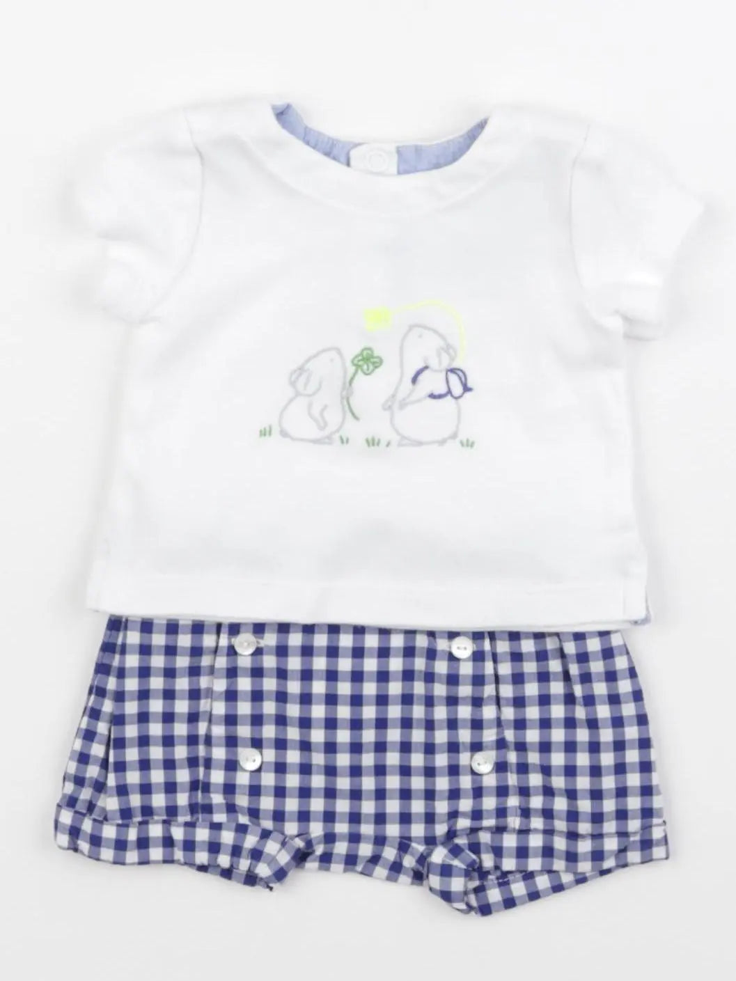 Jacadi - ensemble blanc, bleu - 1 mois