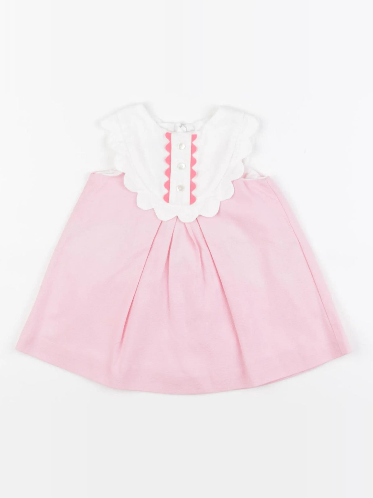 Jacadi - robe rose, blanc - 12 mois