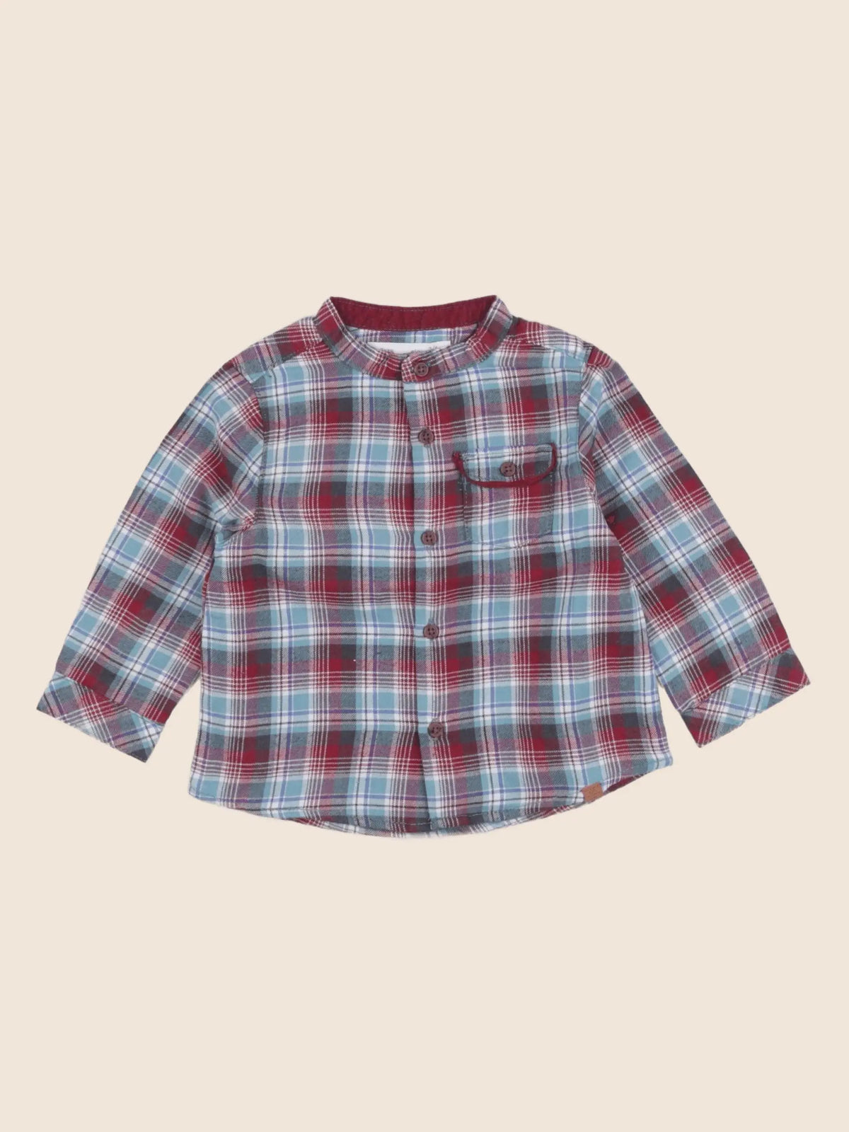 Zara - chemise bleu, rouge - 3/6 mois