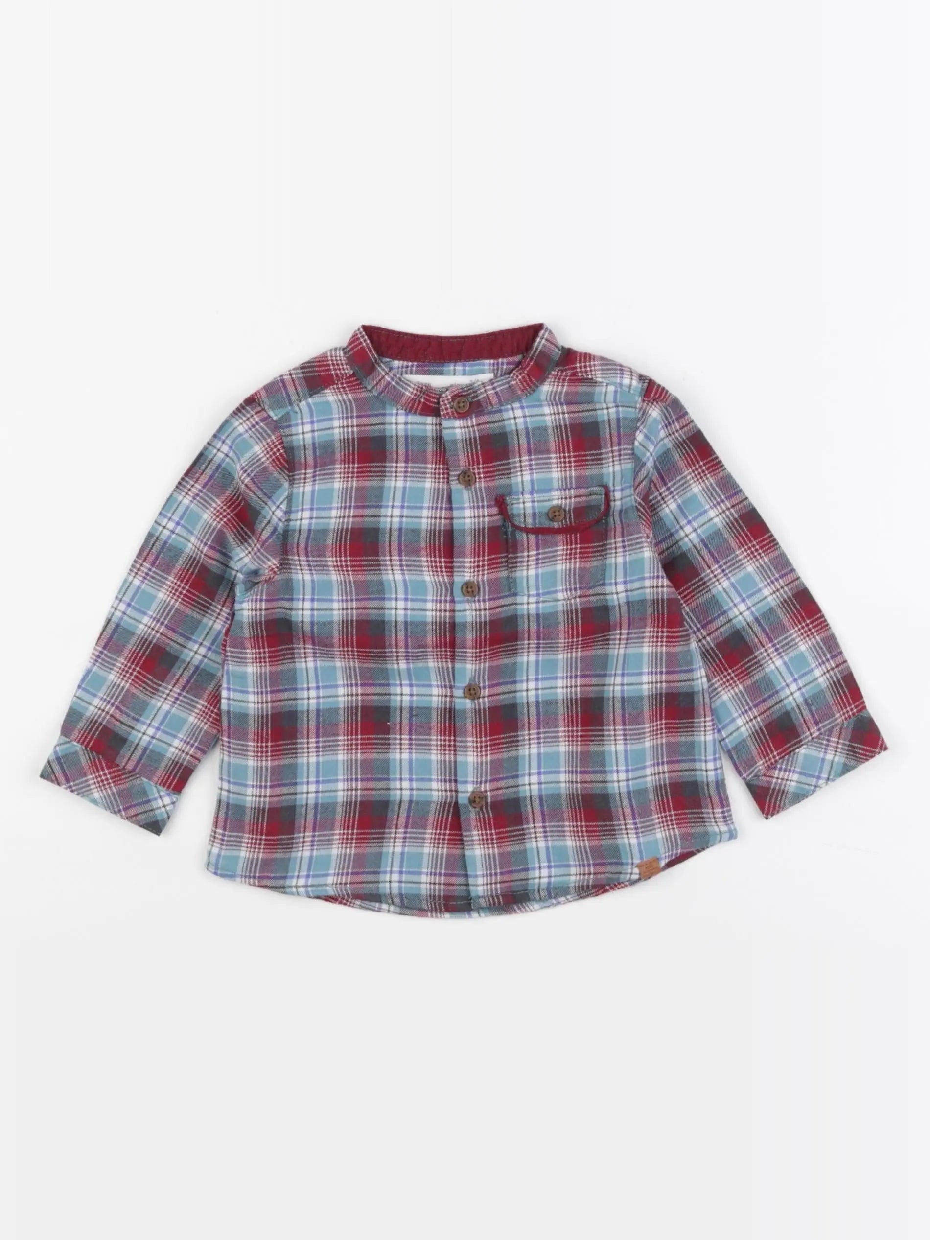 Zara - chemise bleu, rouge - 3/6 mois