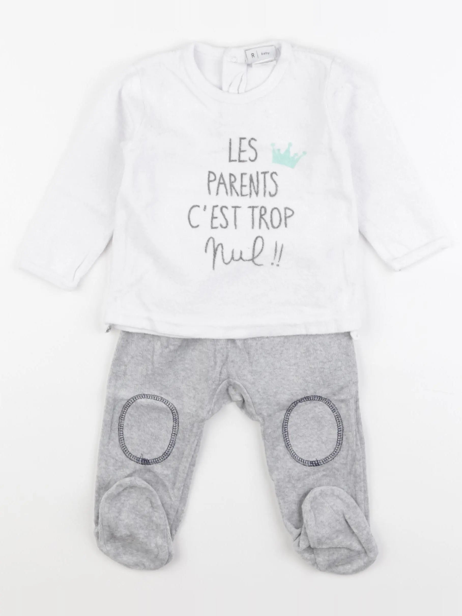La Redoute - pyjama velours gris - 9 mois
