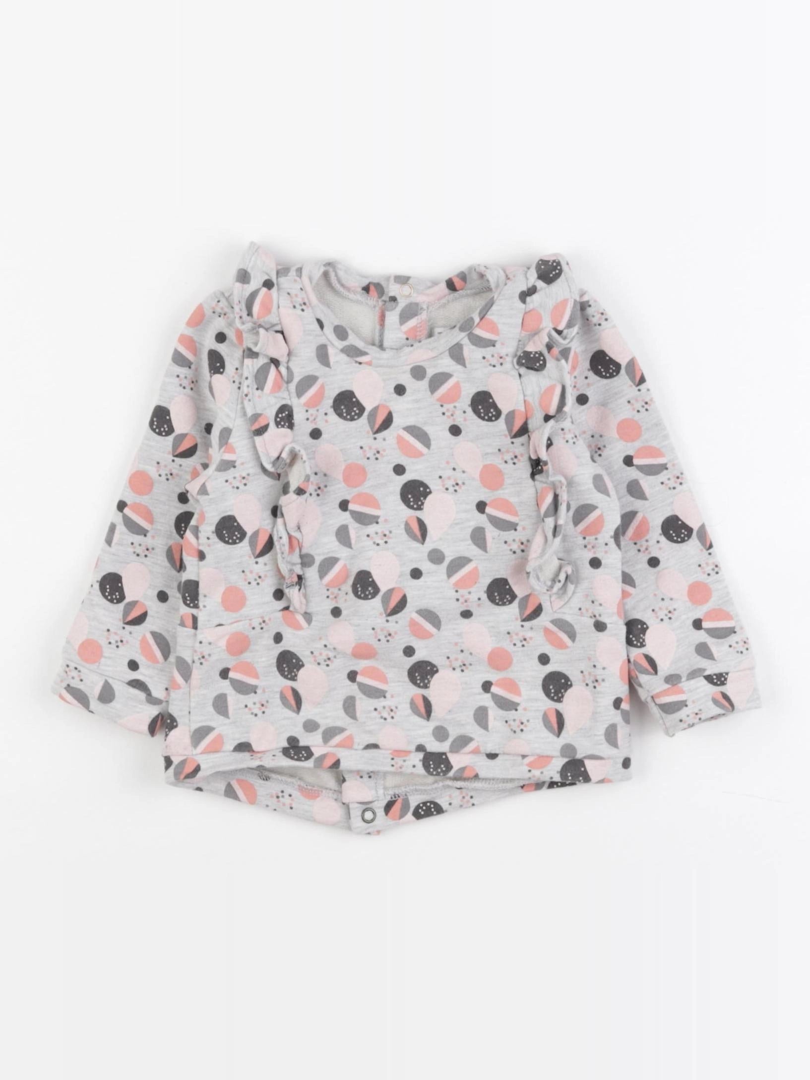 IKKS - sweat gris, rose - 12 mois