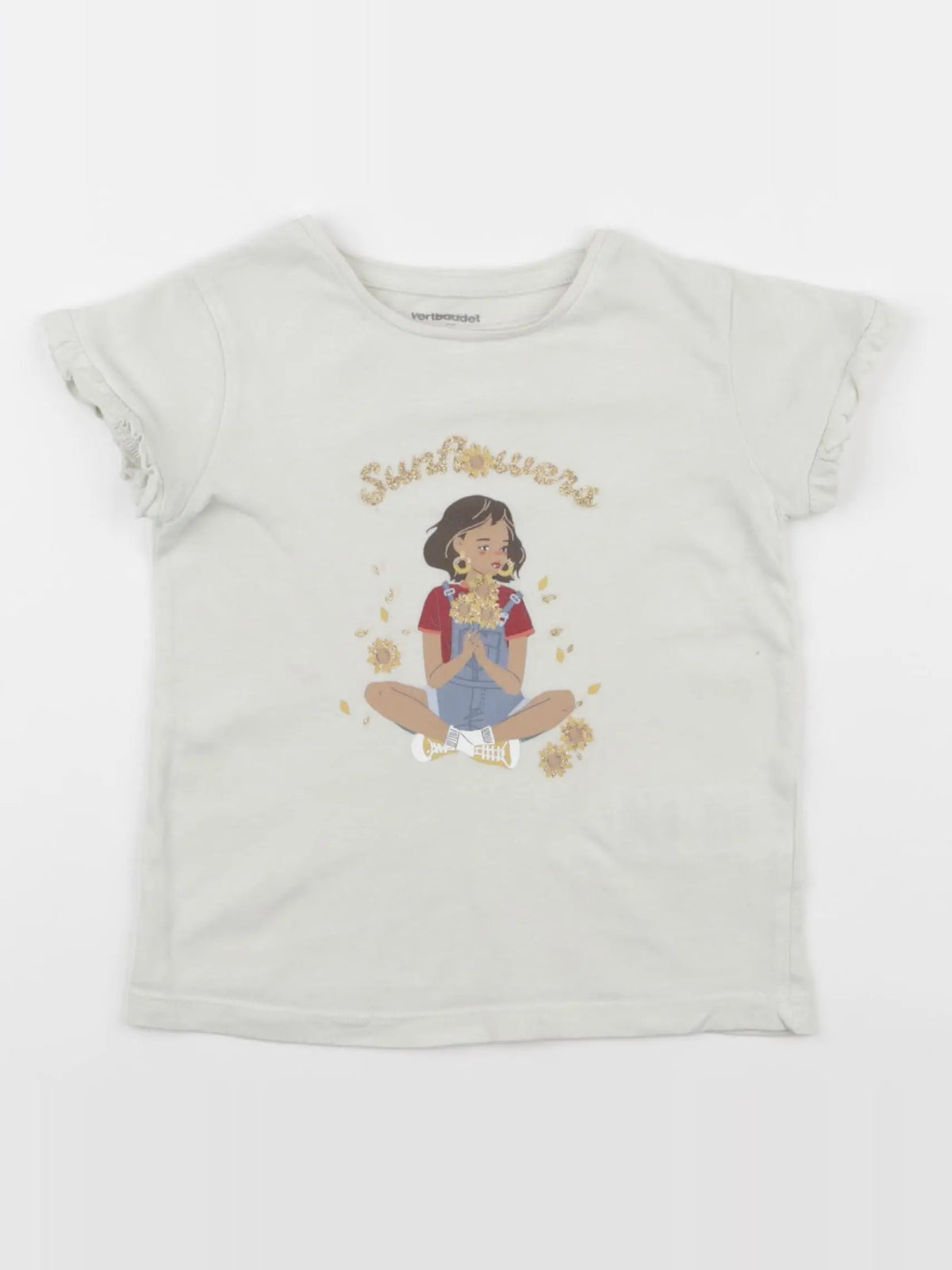 Vertbaudet - tee-shirt beige, or - 3 ans