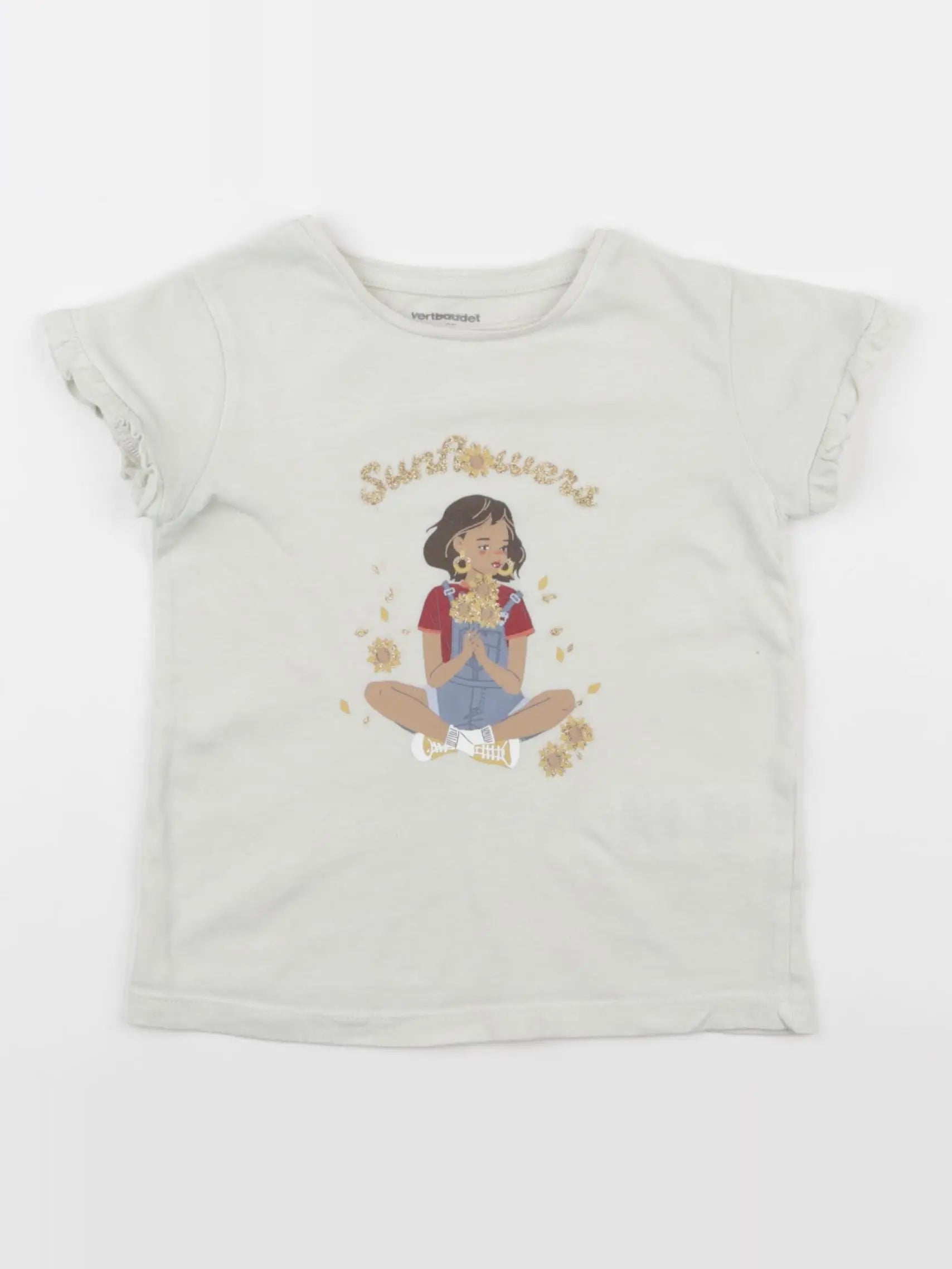 Vertbaudet - tee-shirt beige, or - 3 ans