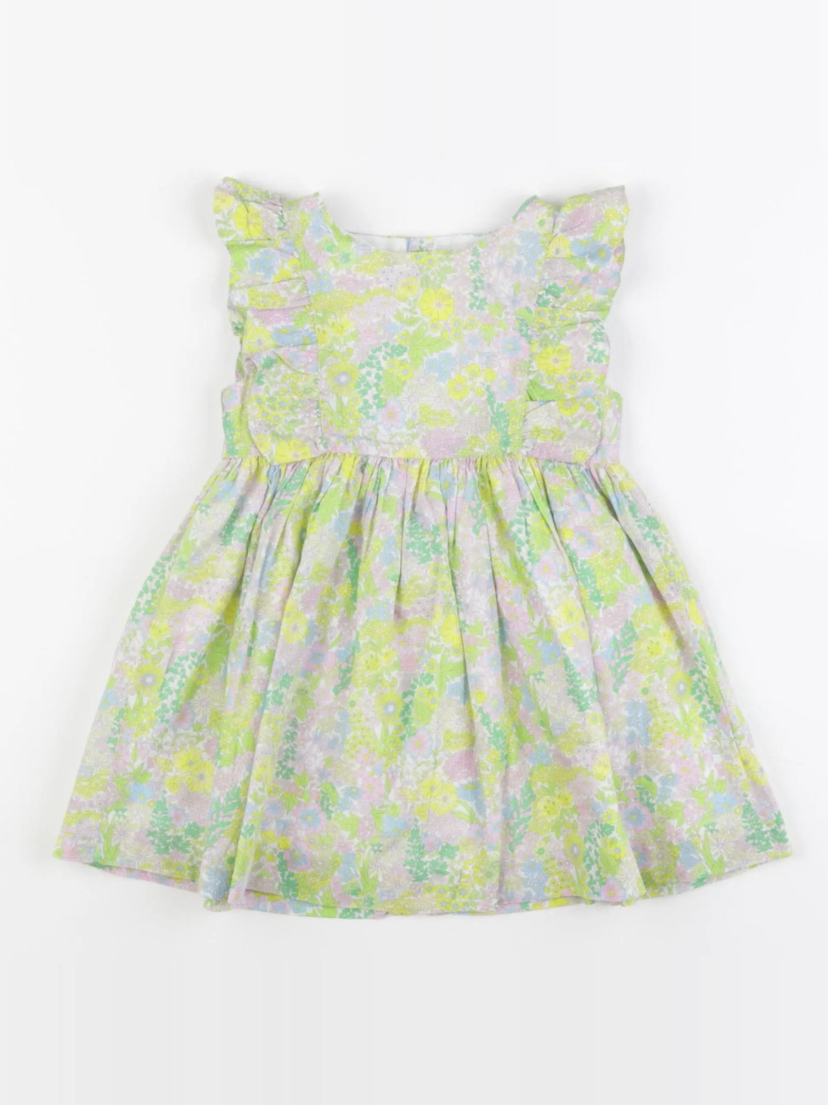Jacadi - robe liberty jaune, vert - 24 mois