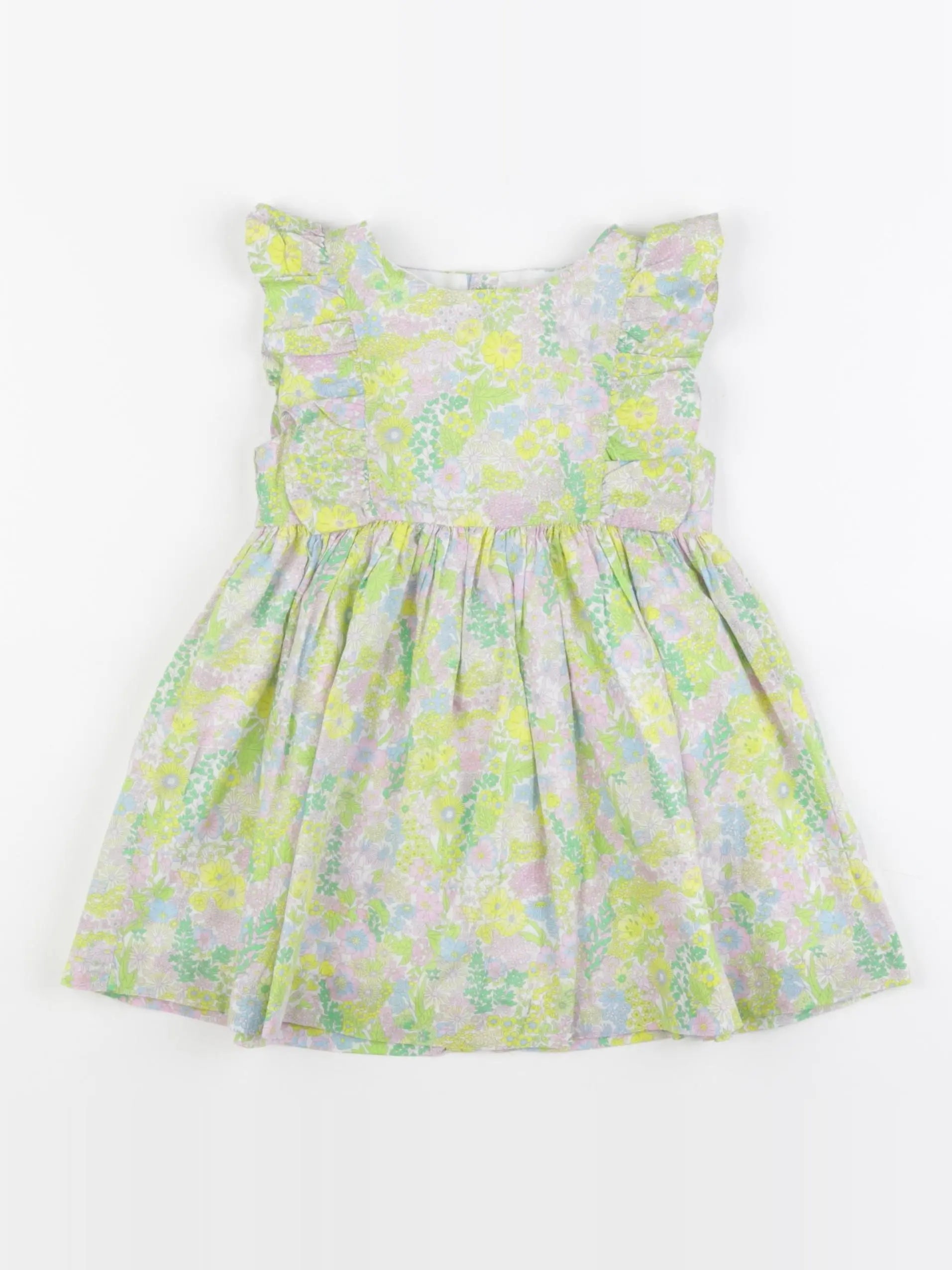 Jacadi - robe liberty jaune, vert - 24 mois