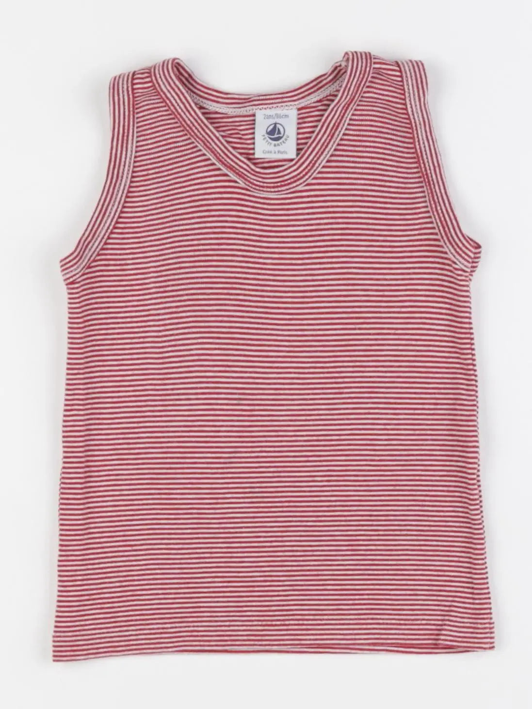Petit Bateau - maillot de corps rouge, blanc - 2 ans