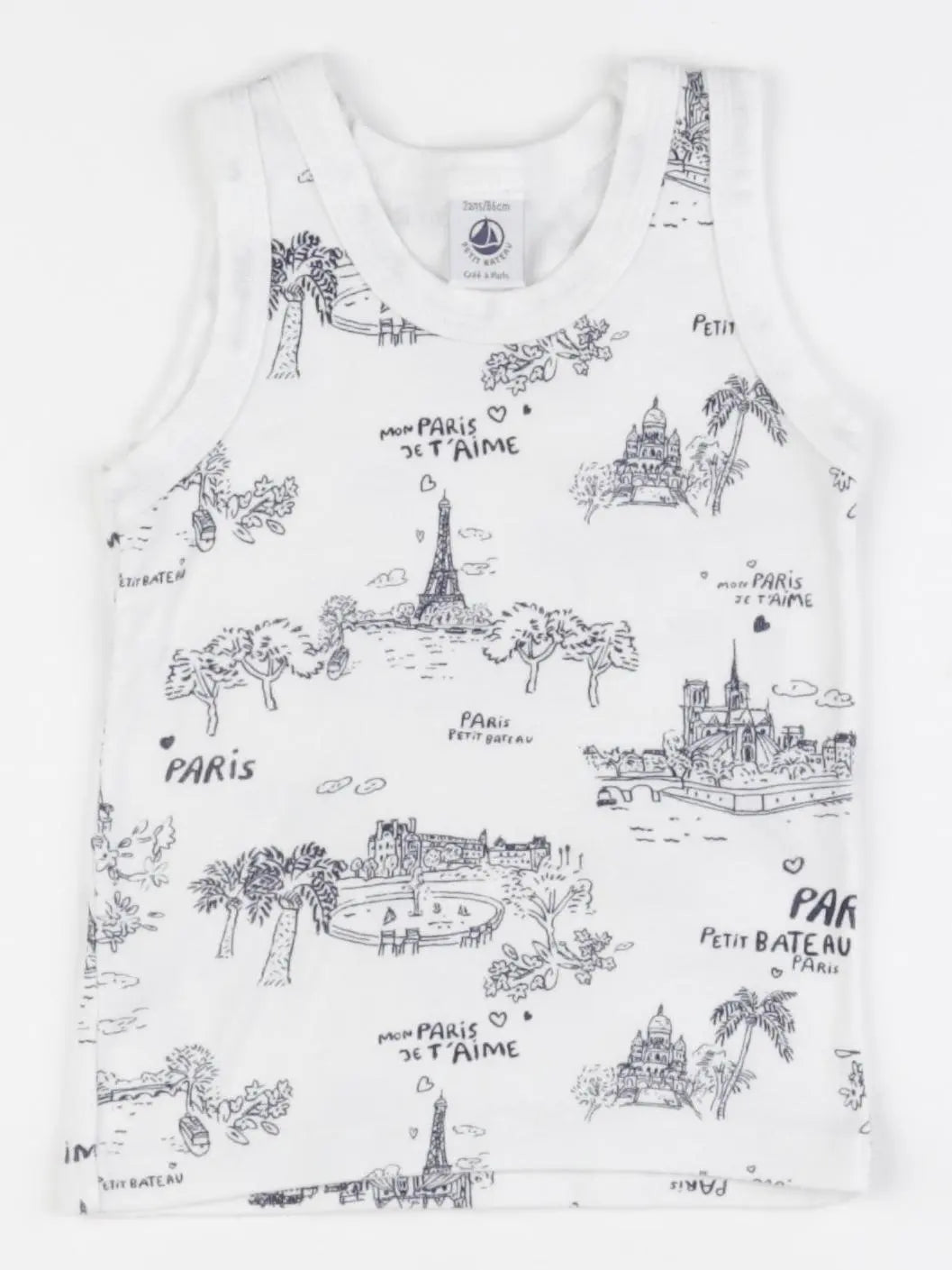 Petit Bateau - maillot de corps bleu, blanc - 2 ans