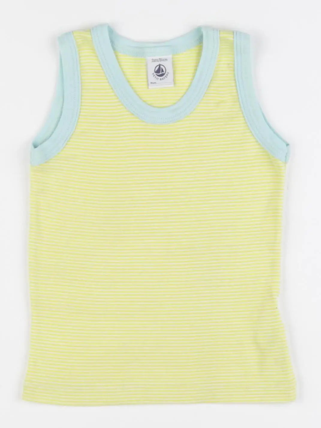 Petit Bateau - maillot de corps jaune, bleu - 2 ans