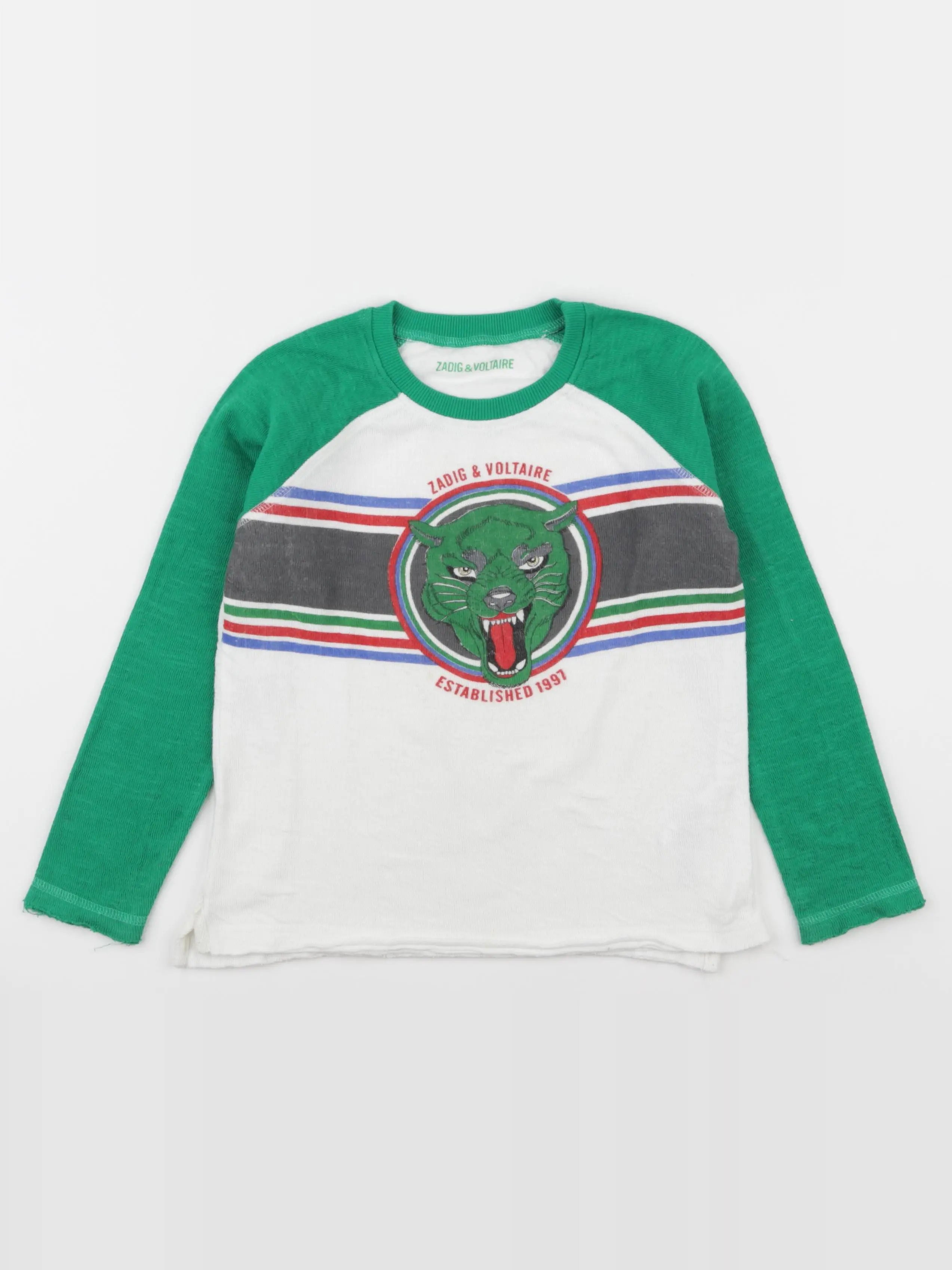 Zadig & Voltaire - tee-shirt vert, blanc - 6 ans