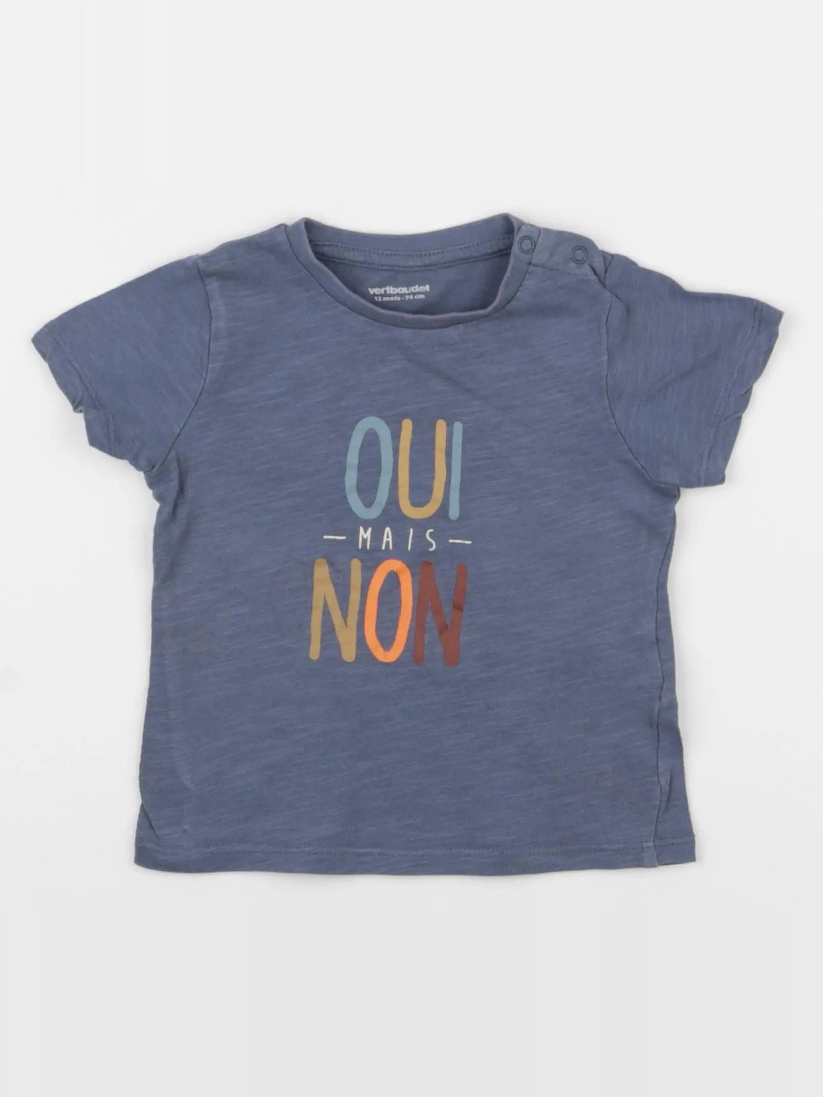 Vertbaudet - tee-shirt bleu - 12 mois