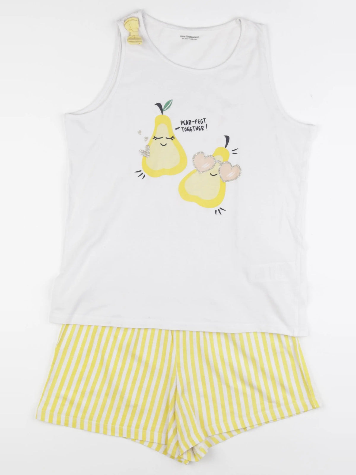 Vertbaudet - pyjama coton blanc, jaune - 14 ans