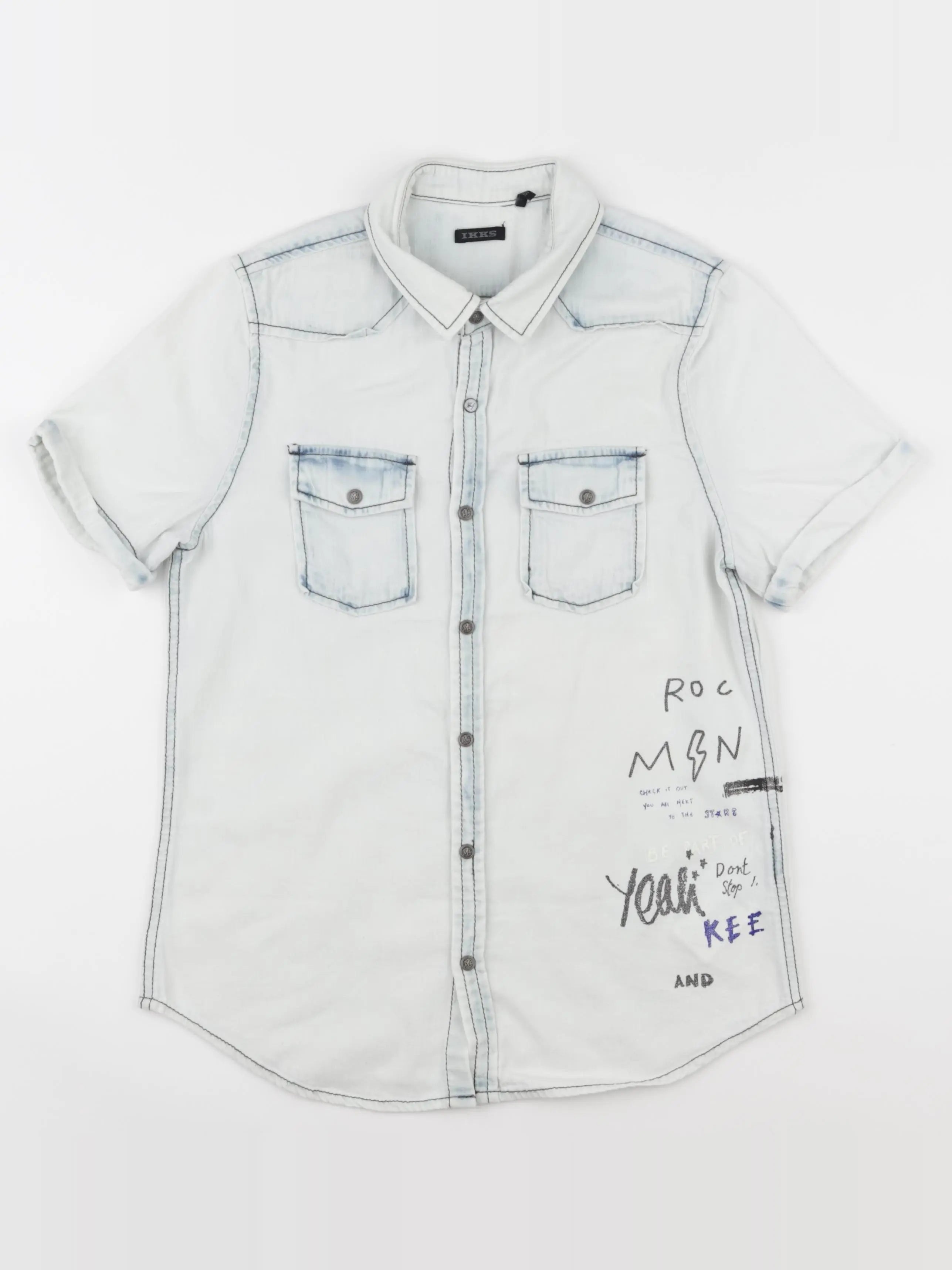 IKKS - chemise imprimé au dos bleu - 12 ans