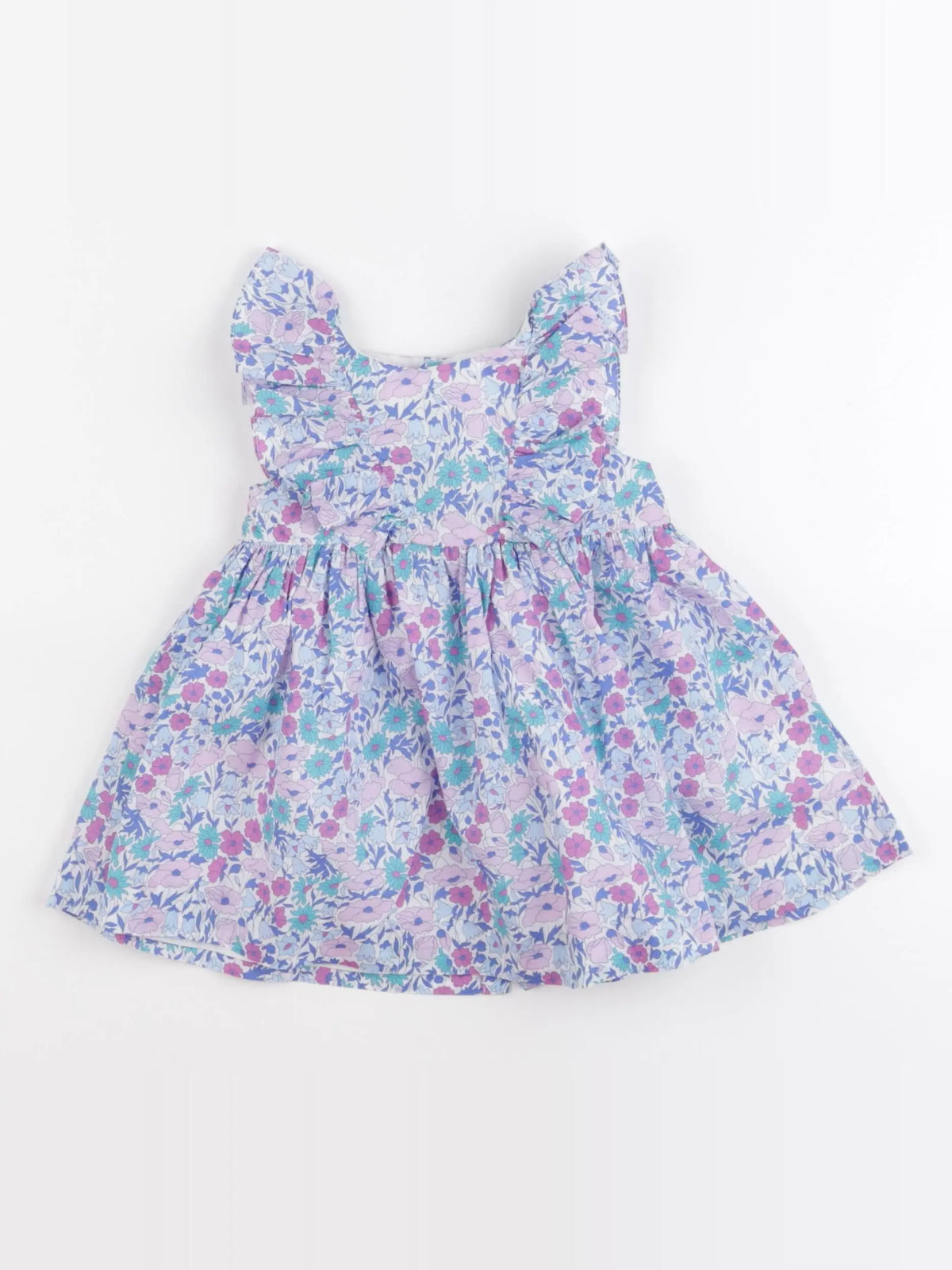 Jacadi - robe liberty bleu, vert, violet - 6 mois