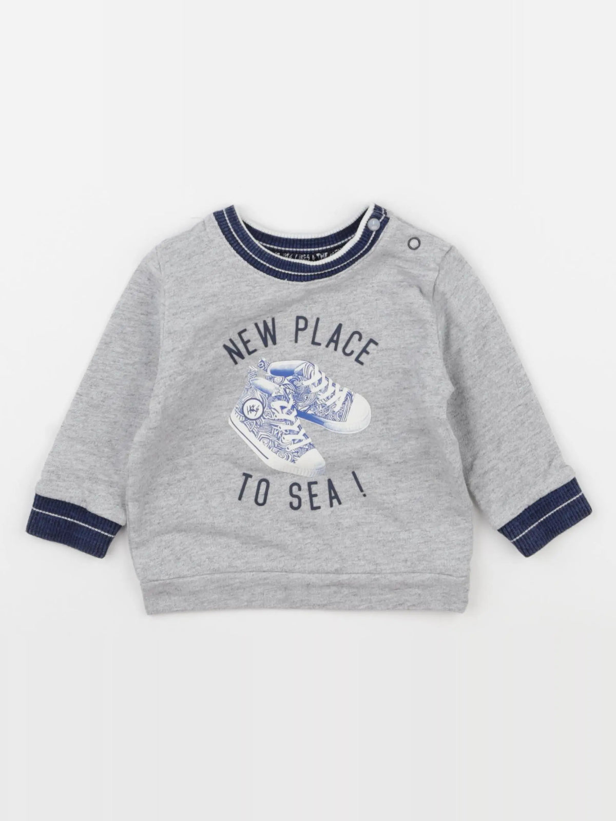 IKKS - sweat bleu, gris - 6 mois