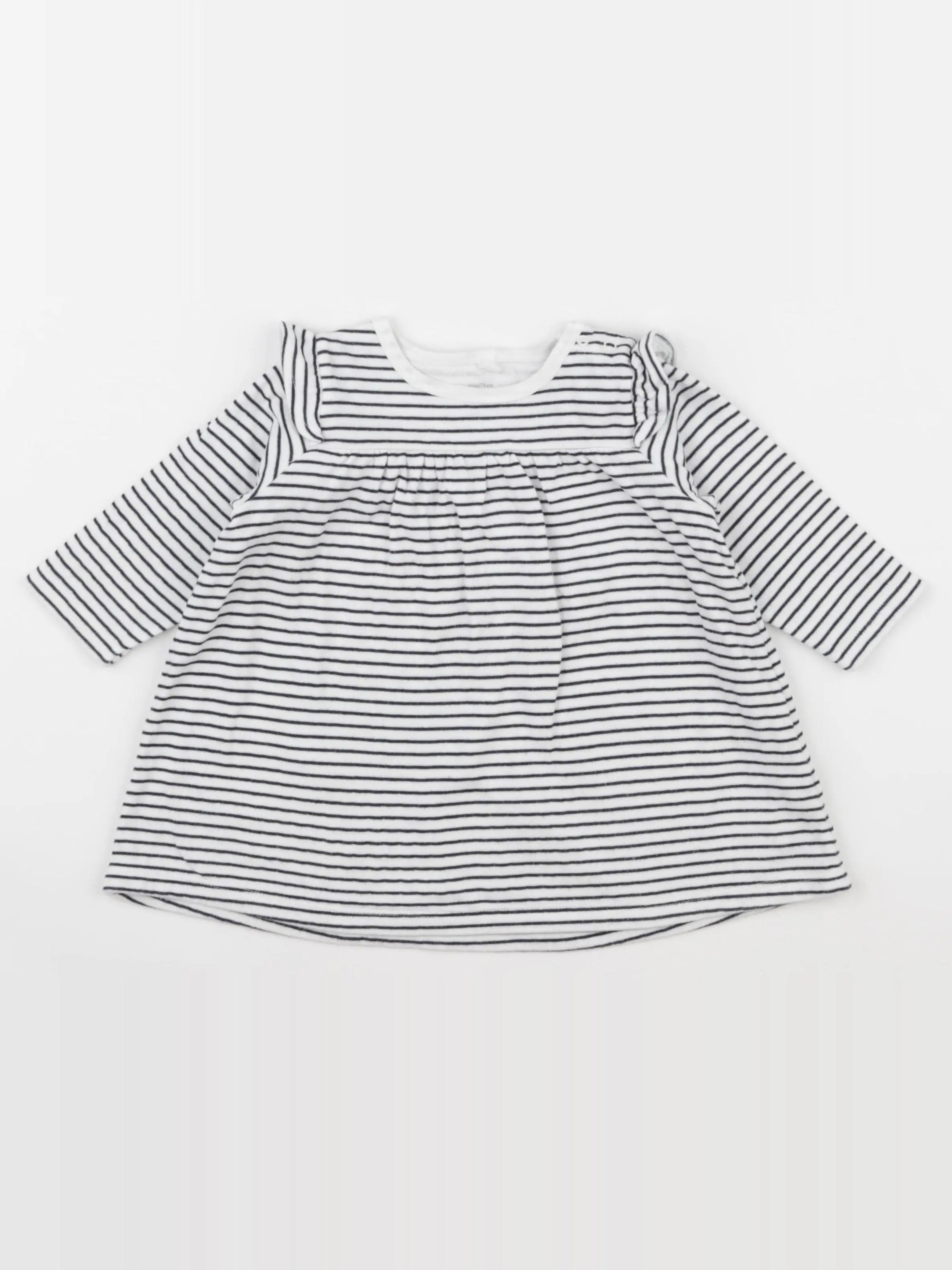 Petit Bateau - robe blanc, bleu - 12 mois