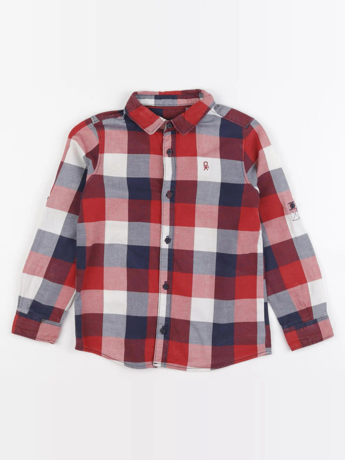 Okaidi - chemise bleu, rouge - 5 ans