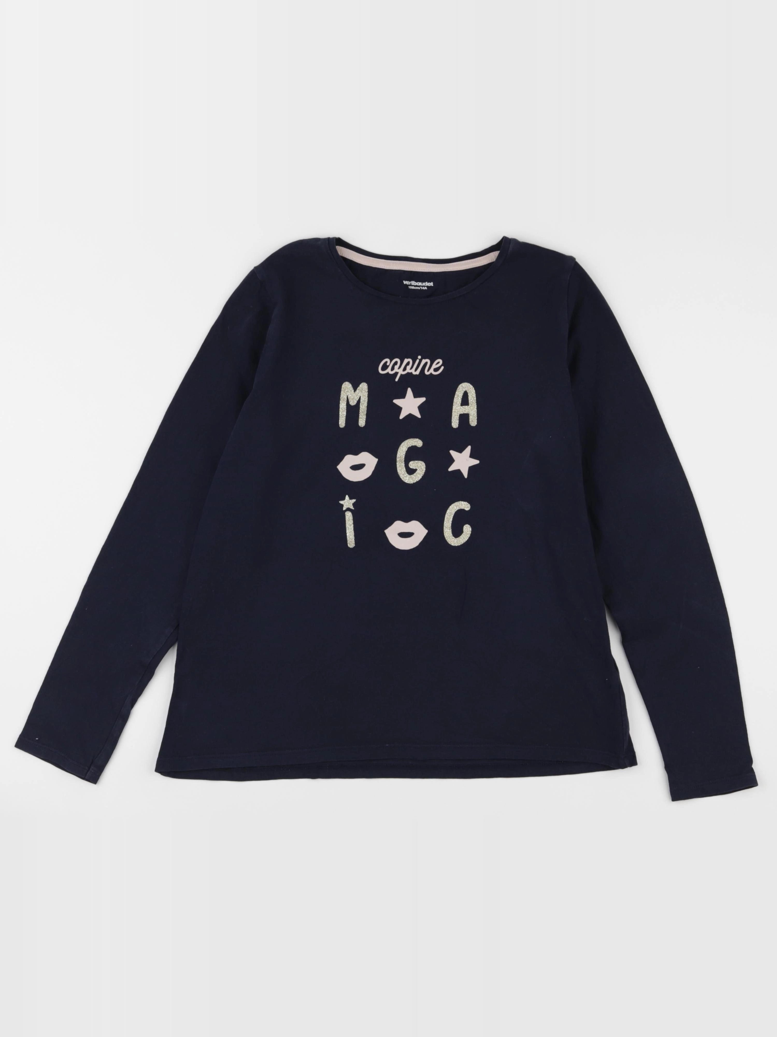 Vertbaudet - tee-shirt bleu, or - 14 ans