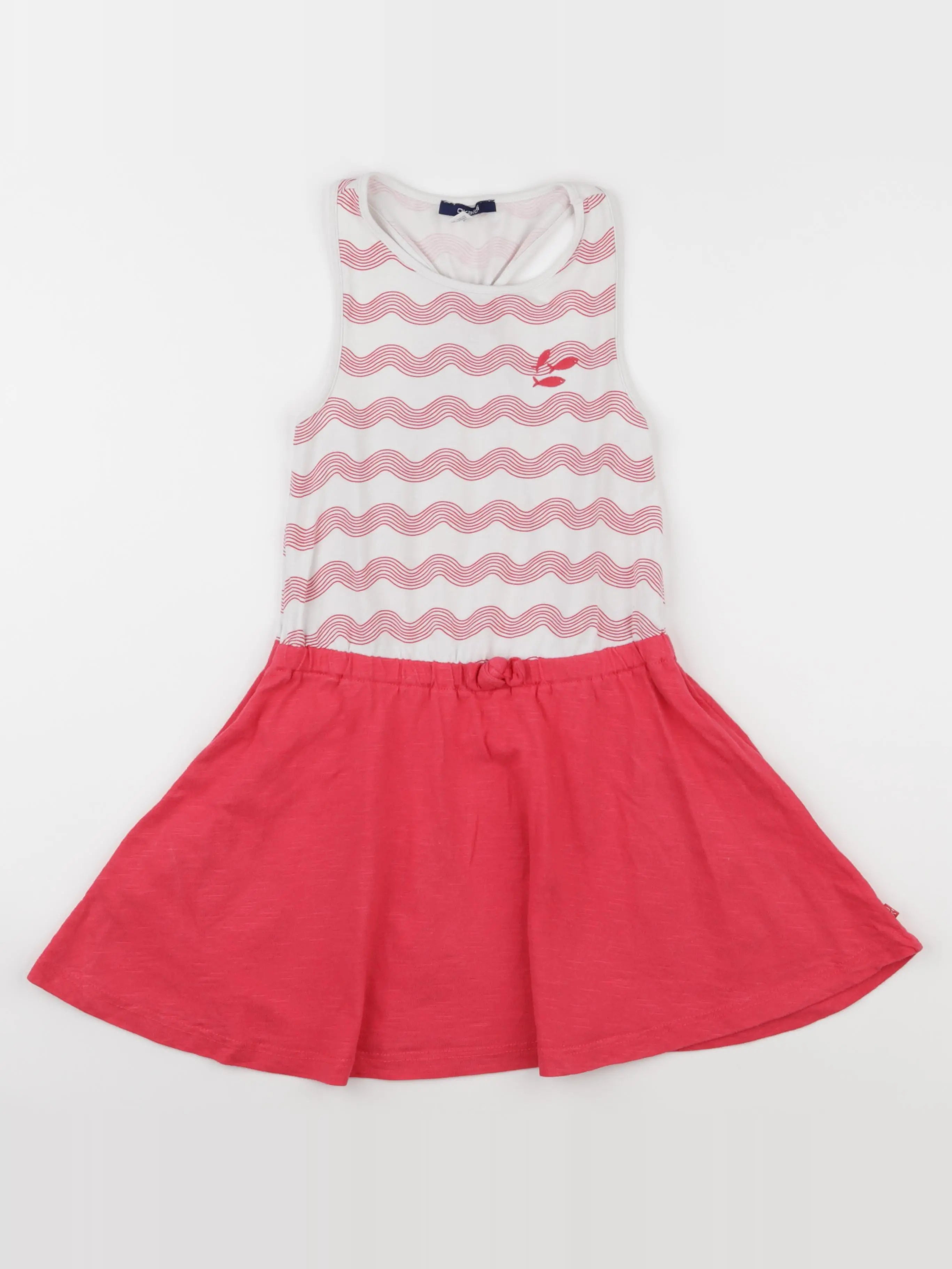 Okaidi - robe blanc, rose - 8 ans