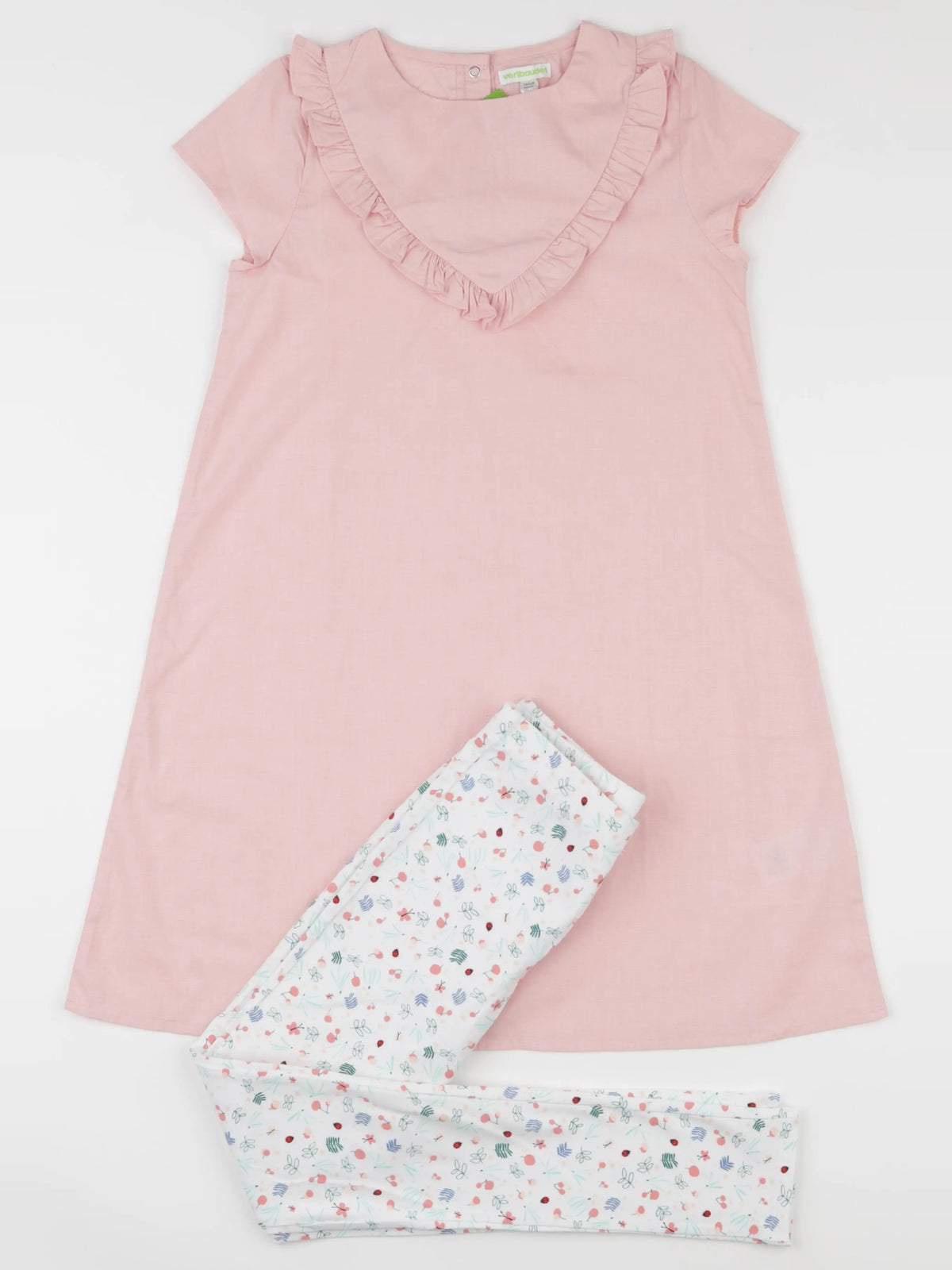 Vertbaudet - ensemble blanc, rose - 10 ans