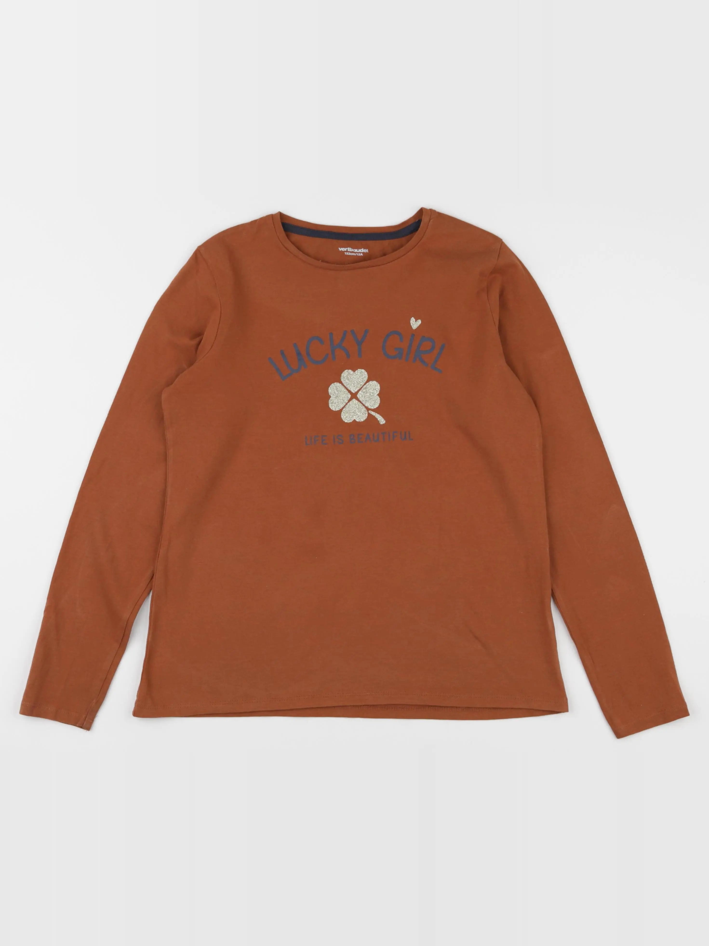 Vertbaudet - tee-shirt marron, or - 12 ans