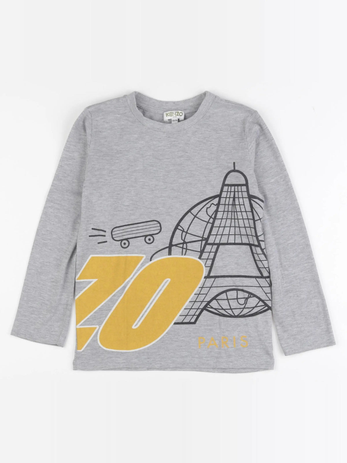 Kenzo - tee-shirt imprimé au dos gris - 6 ans
