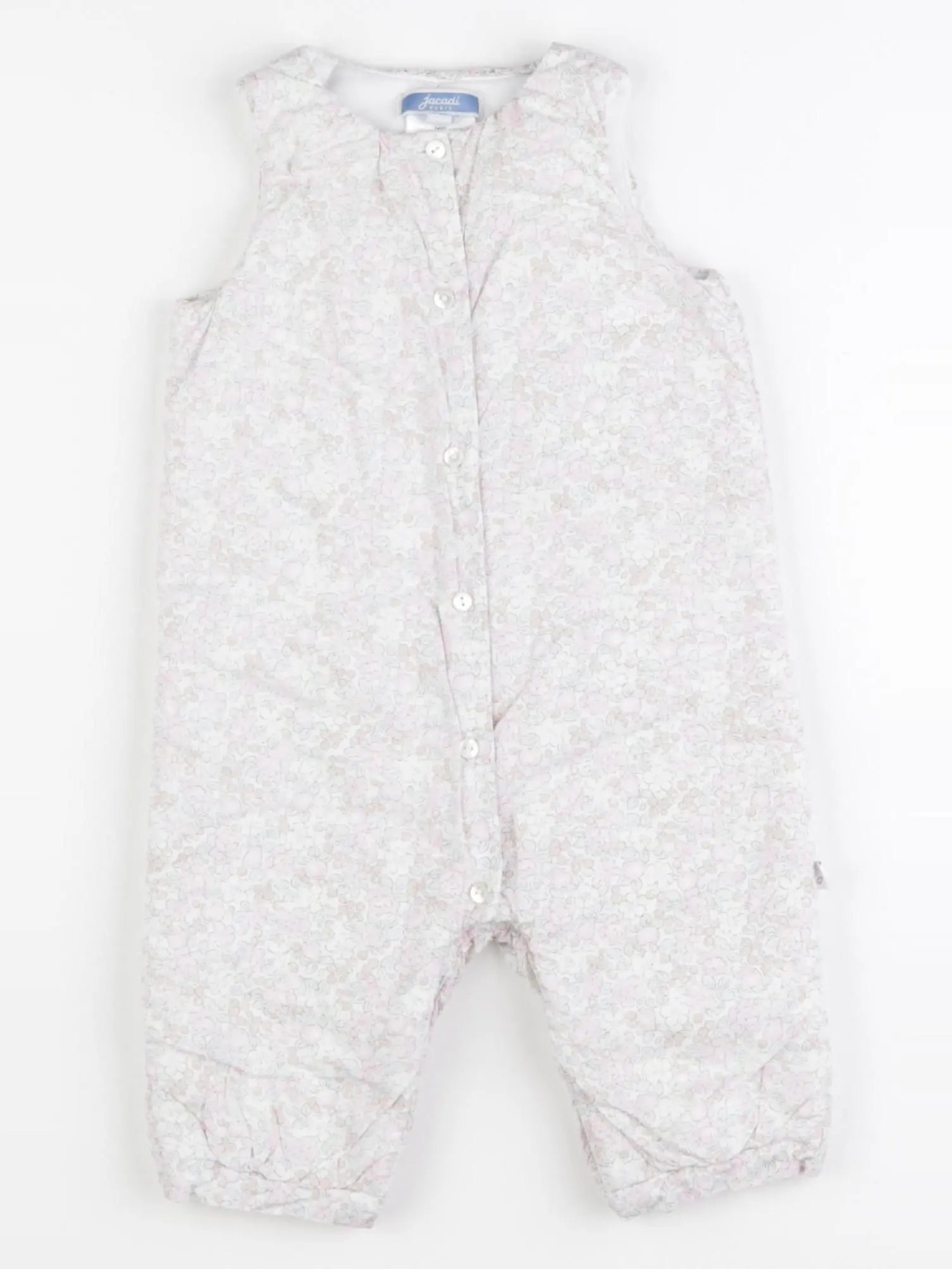 Jacadi - combinaison doublé, liberty blanc, rose - 6 mois