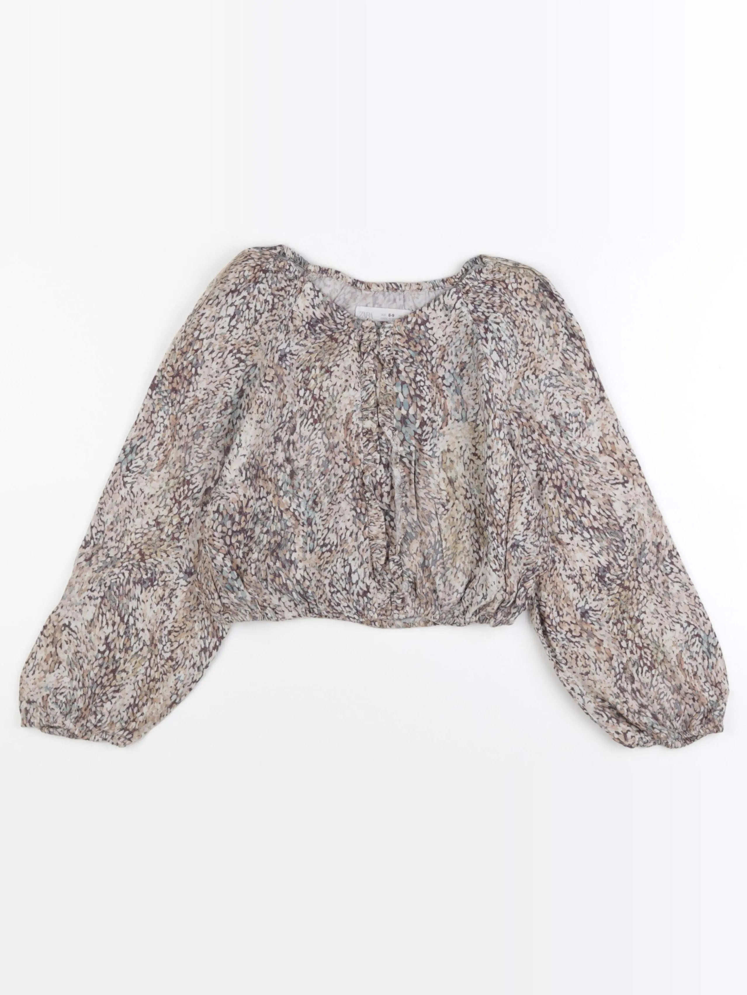 Zara - blouse beige, marron - 8/9 ans