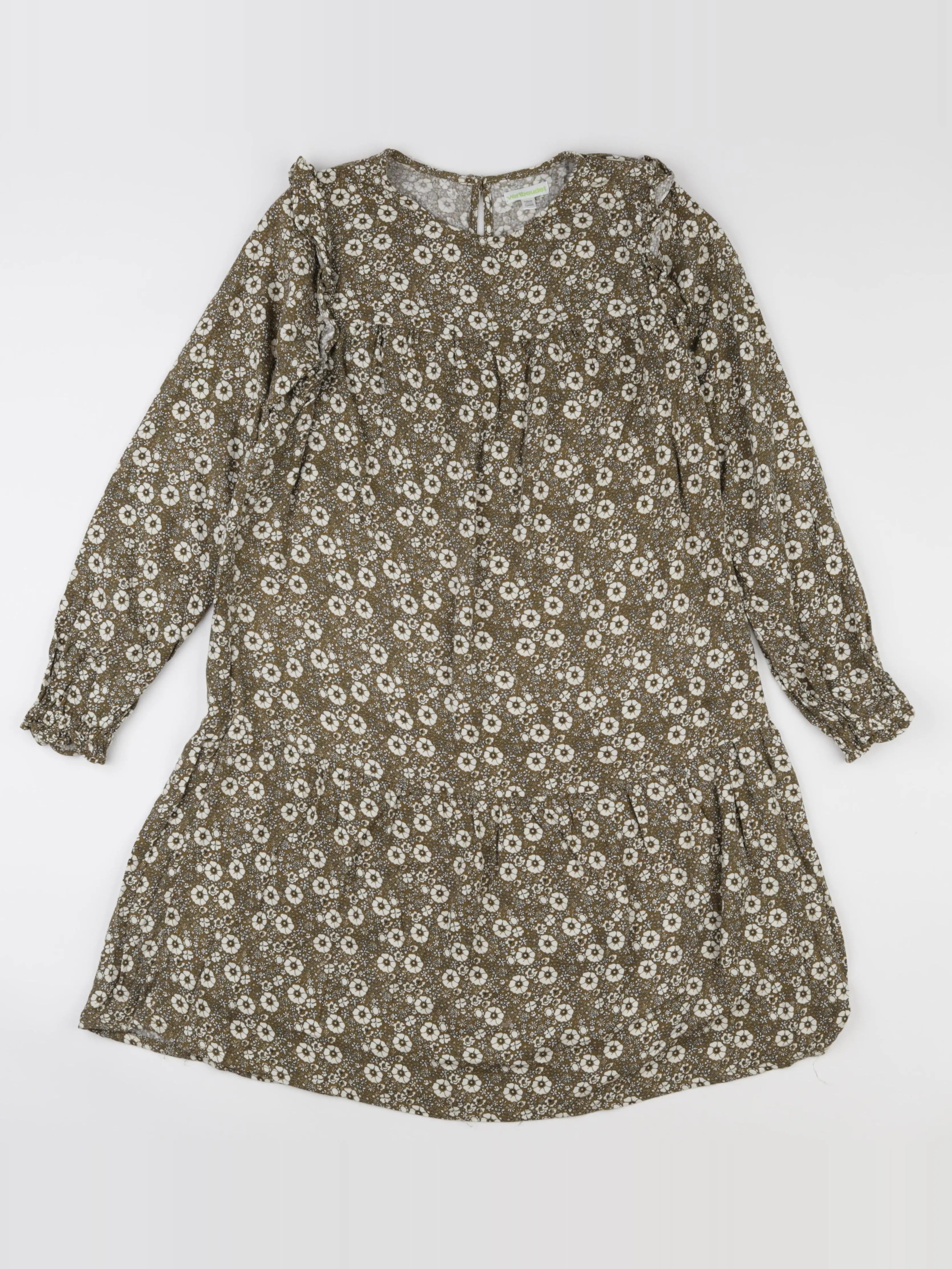 Vertbaudet - robe vert, blanc - 12 ans