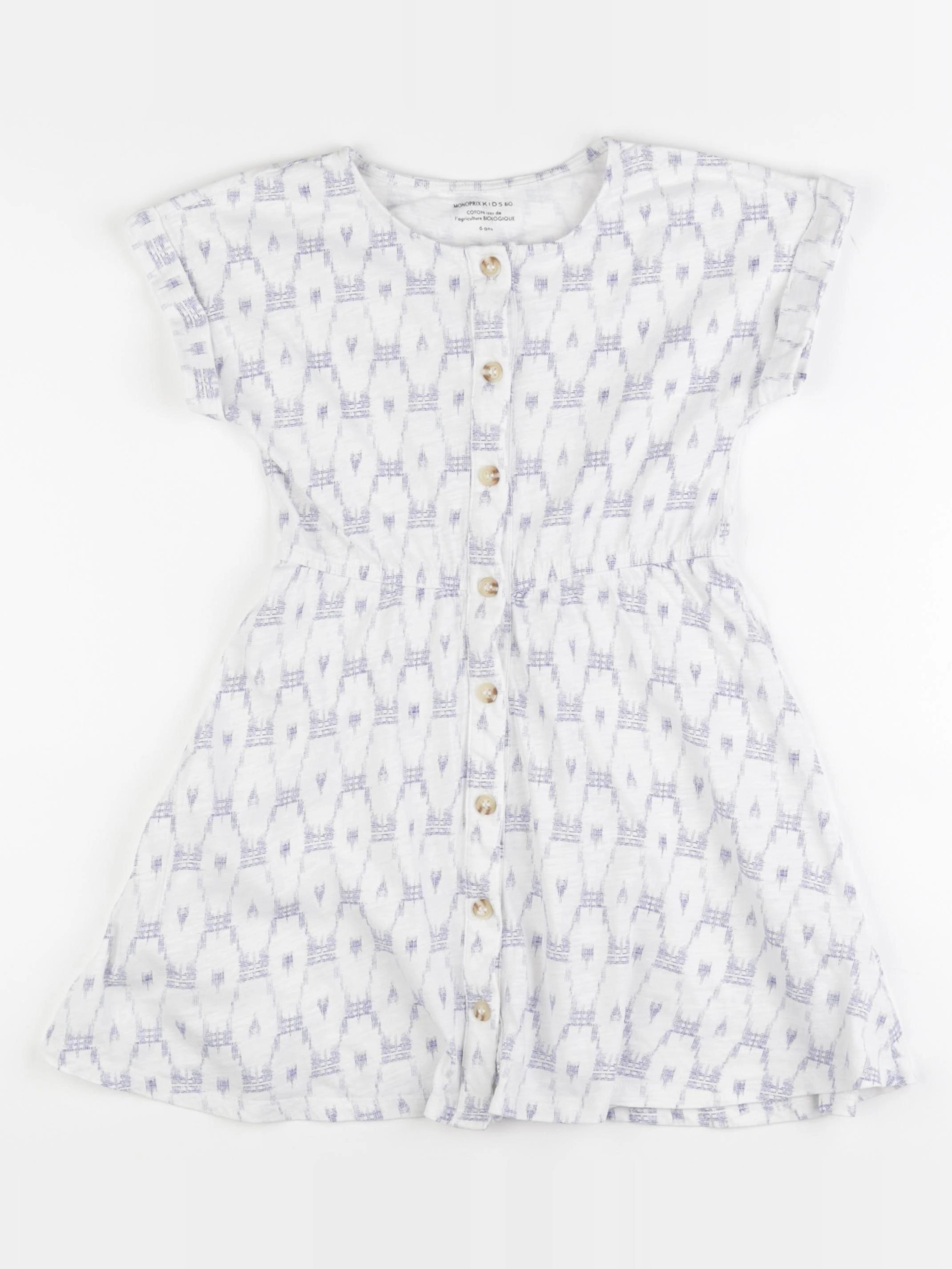 Monoprix - robe blanc, bleu - 6 ans