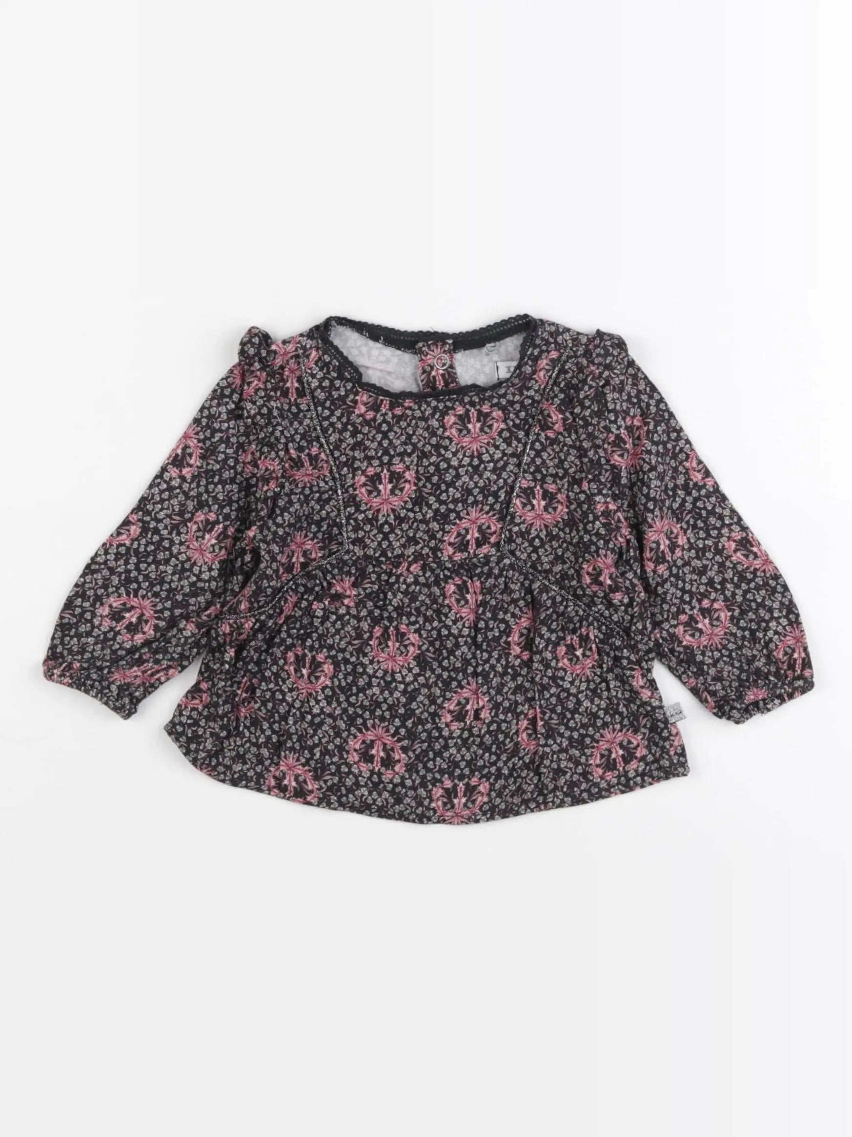IKKS - blouse noir, rose - 6 mois