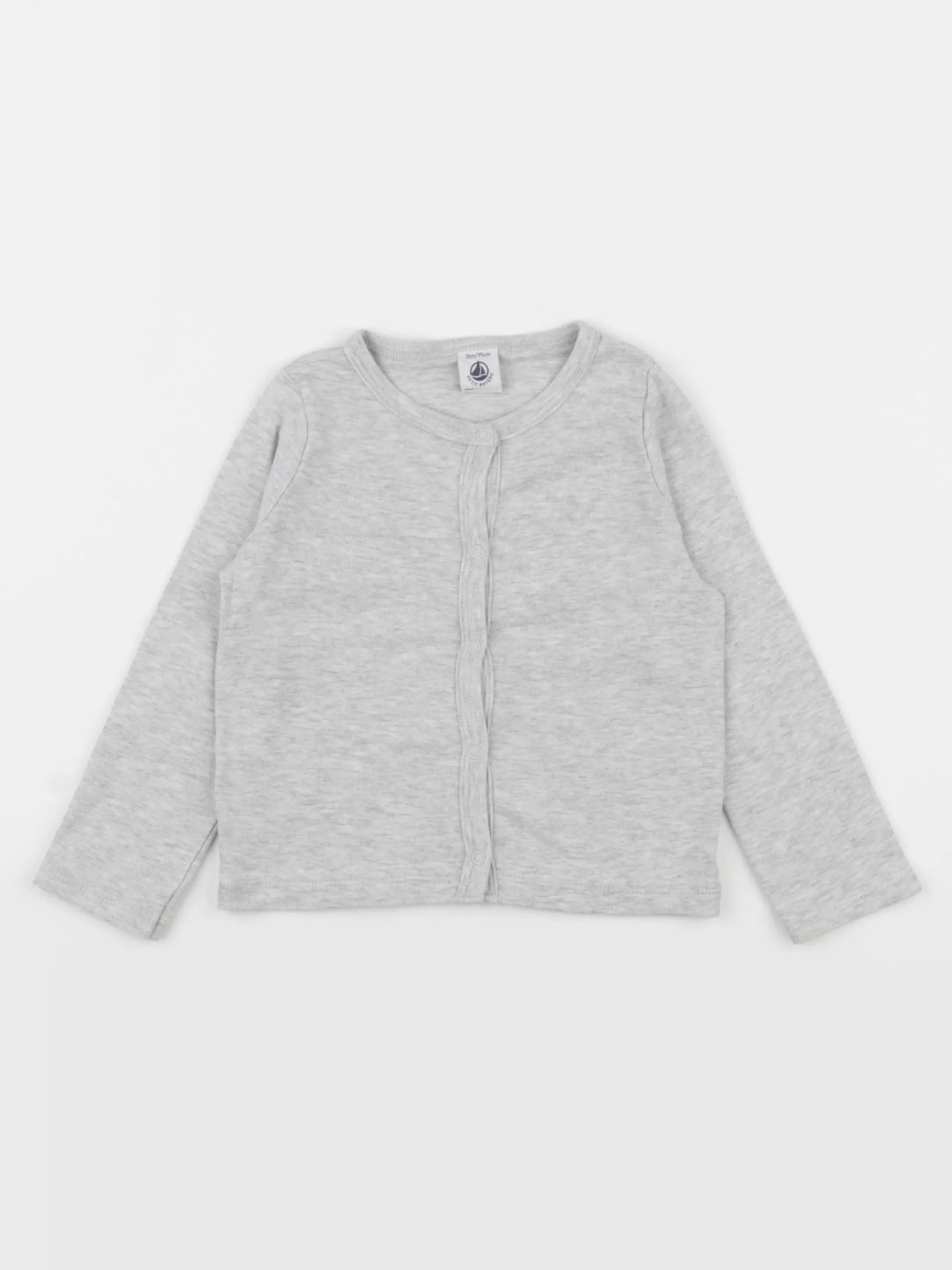 Petit Bateau - tee-shirt gris - 36 mois