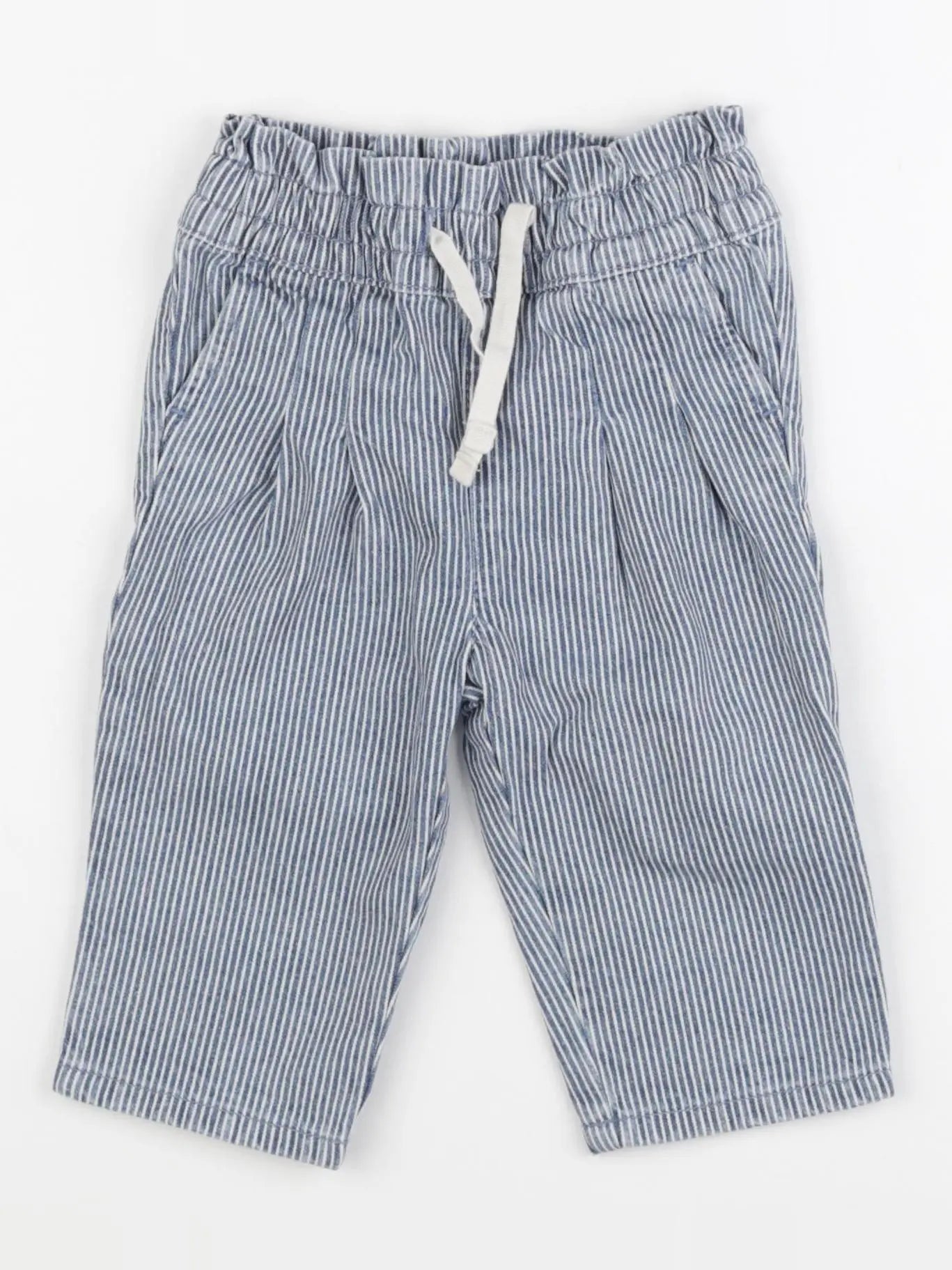 Boutchou - pantalon blanc, bleu - 9 mois